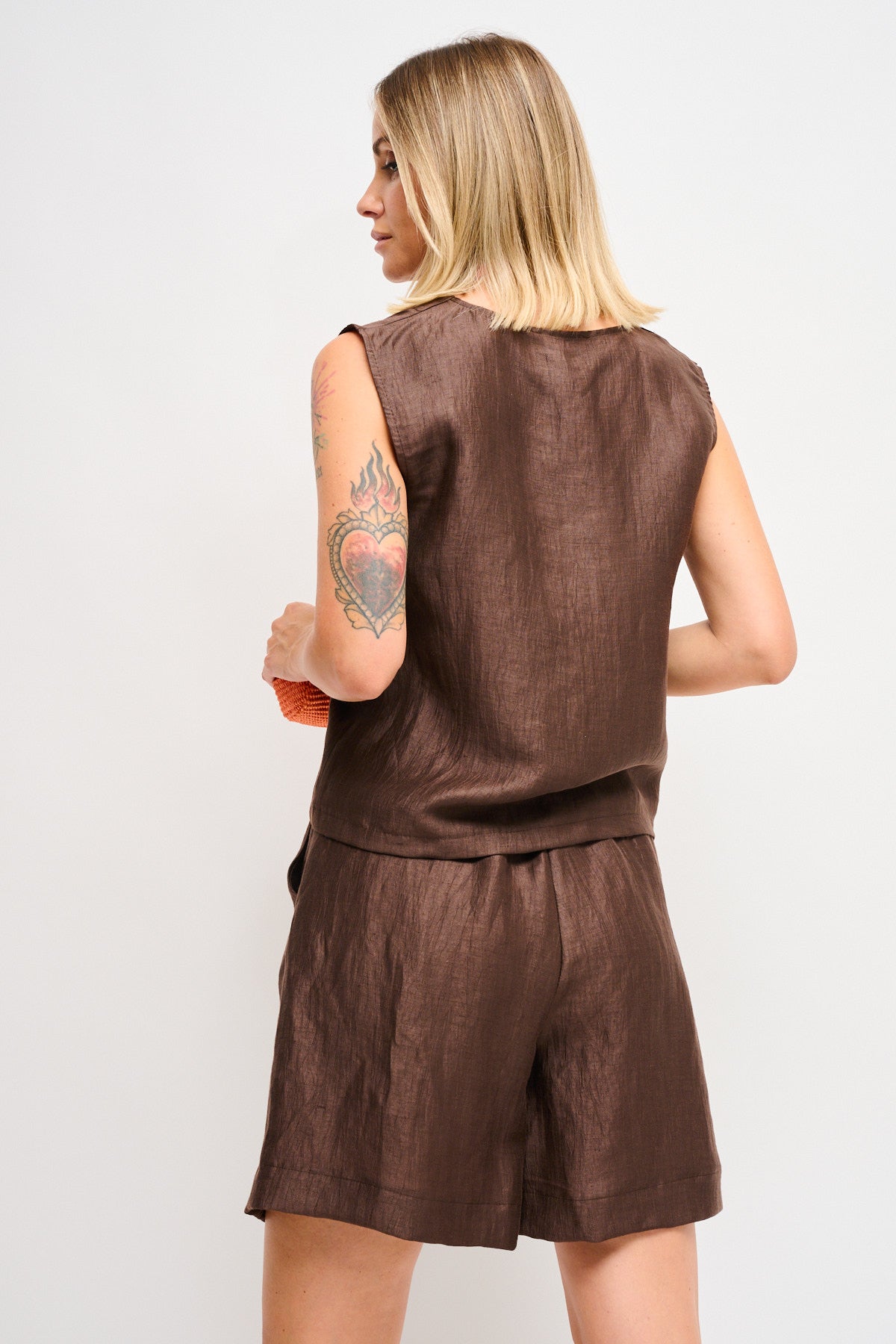 Maryley - Gilet in lino con lacci