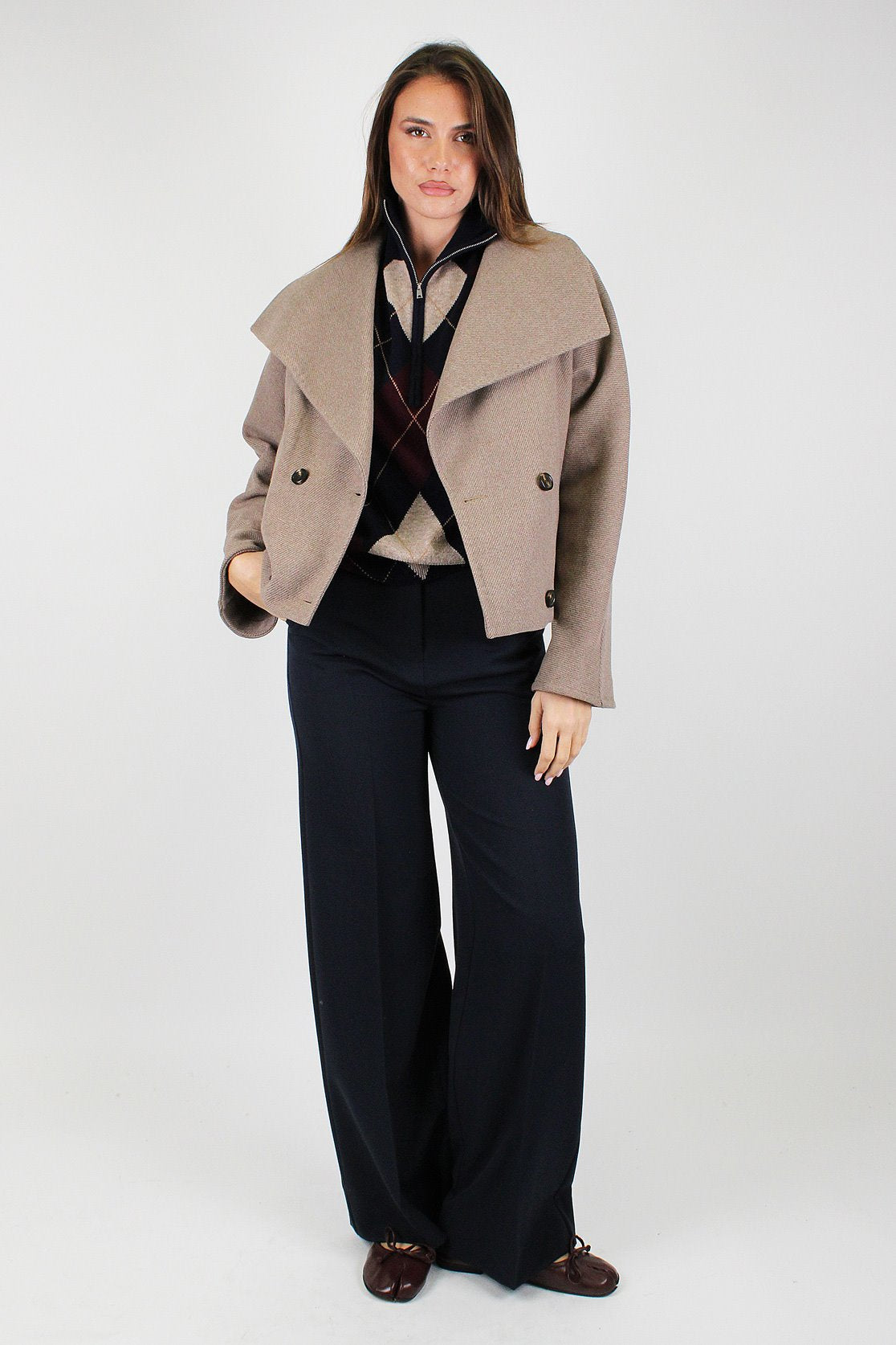 Maryley - Pantalone palazzo tasche a filo