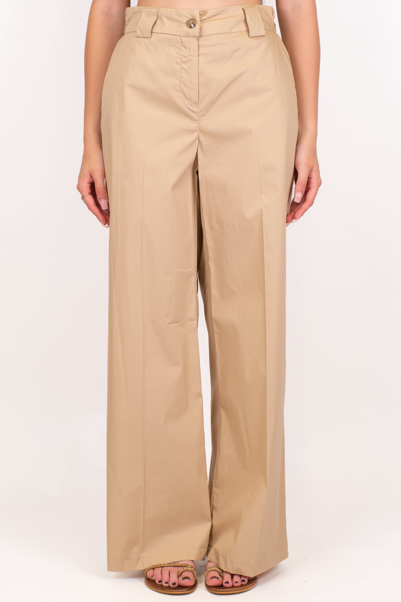 Tensione in - Pantalone palazzo in cotone leggero tela paracadute con elastico sul retro