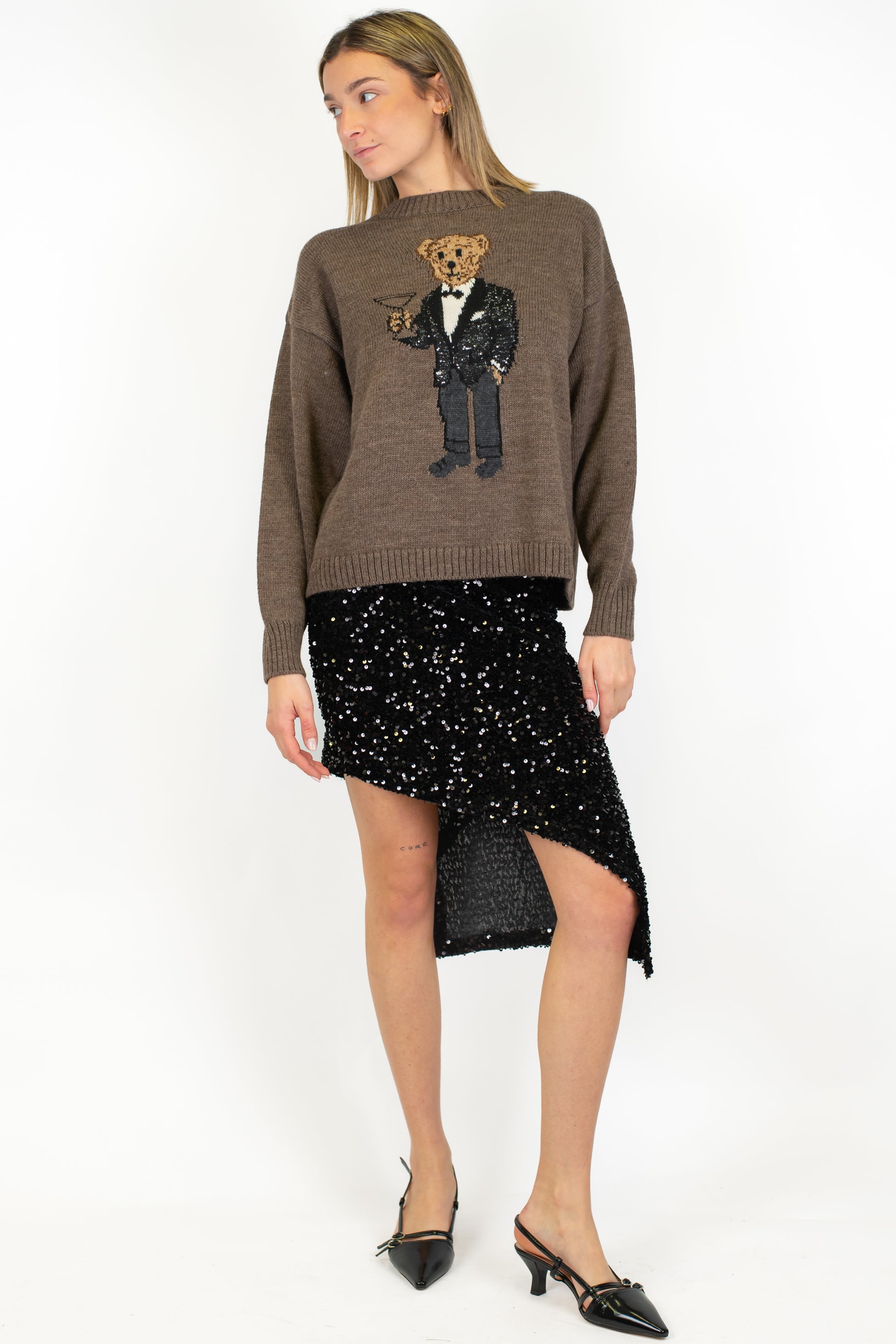 Tensione in - Minigonna asimmetrica in paillettes