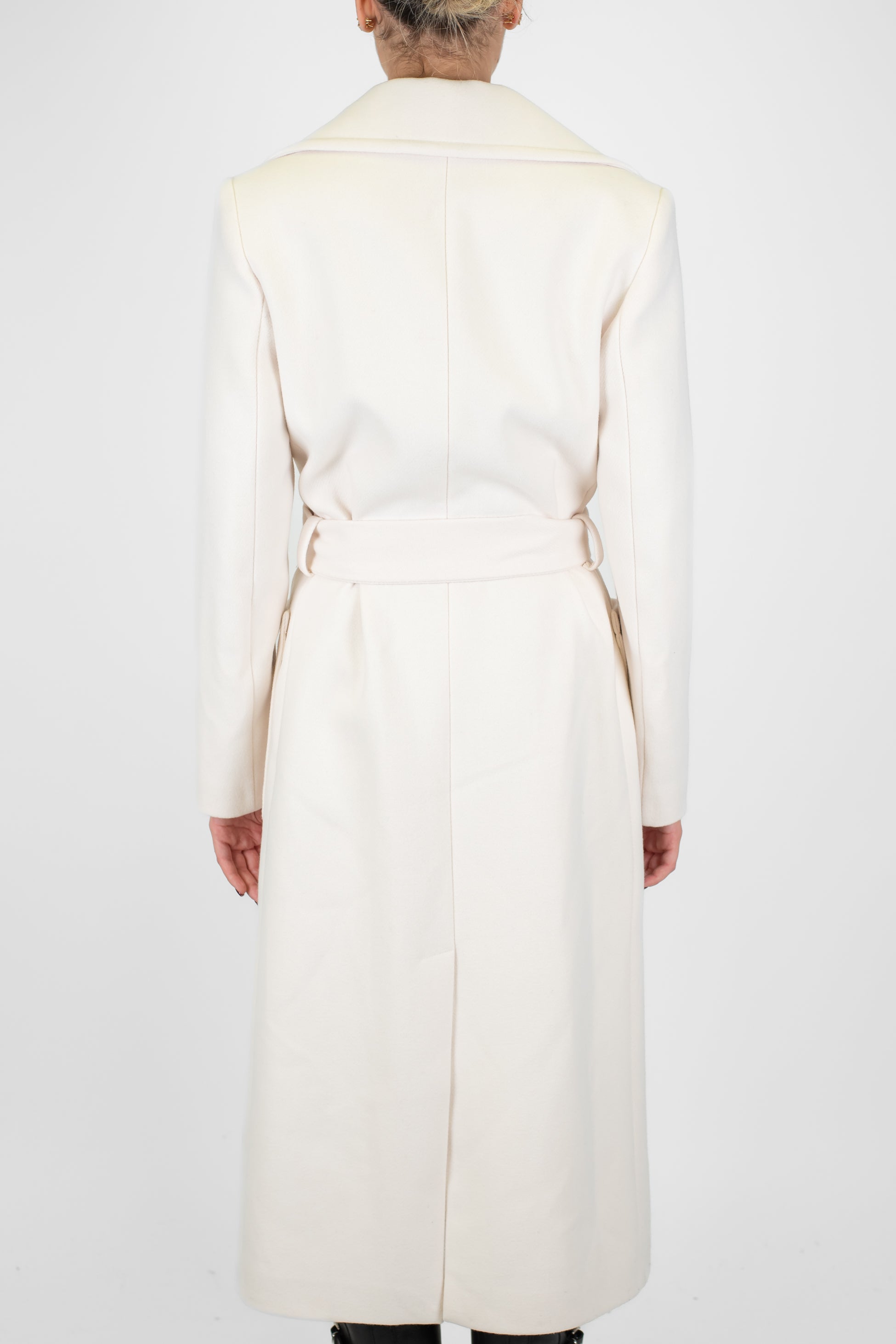 Maryley - Cappoto monopetto con cintura in tessuto