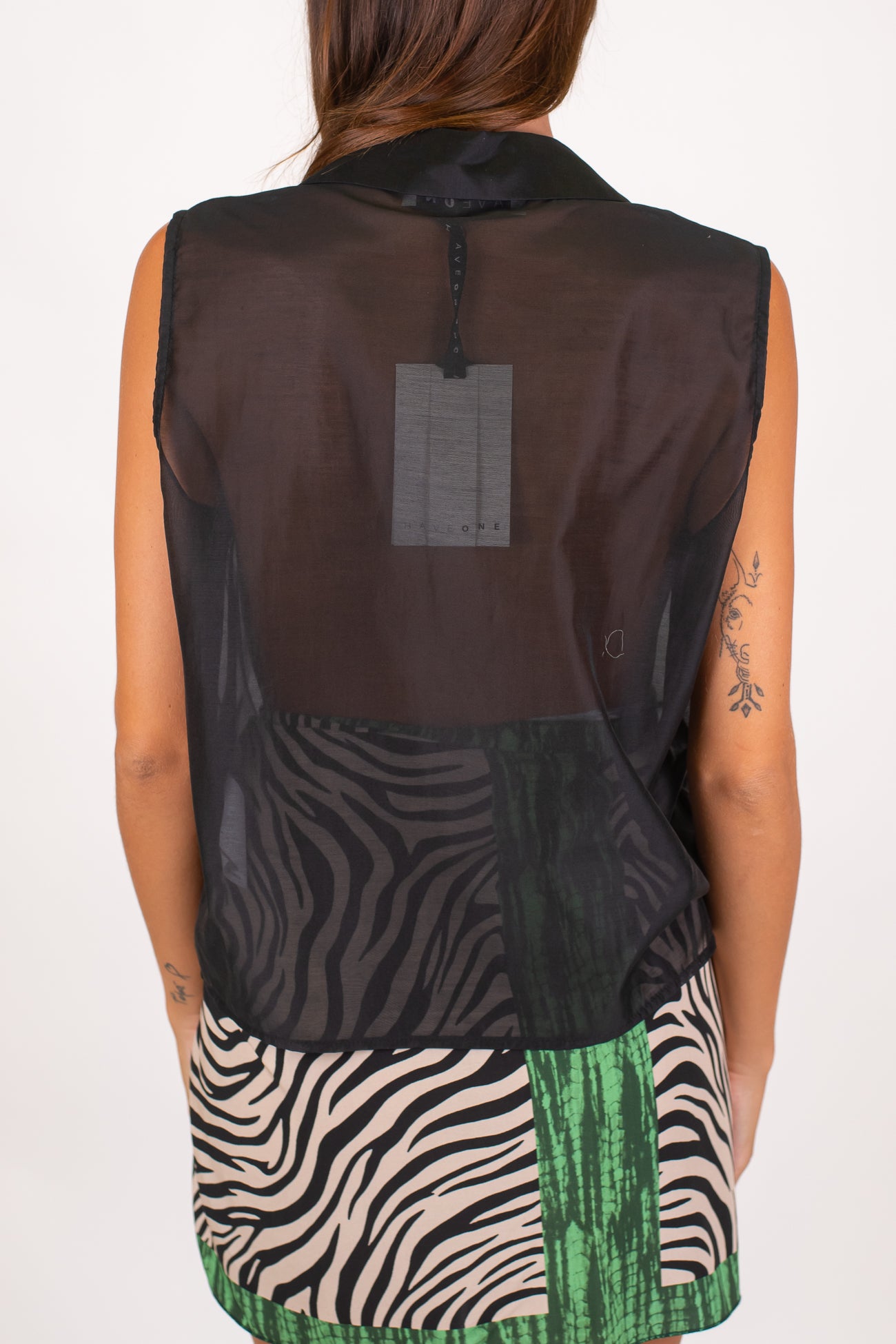 Haveone - Camicia smanicata in lyocell con colletto