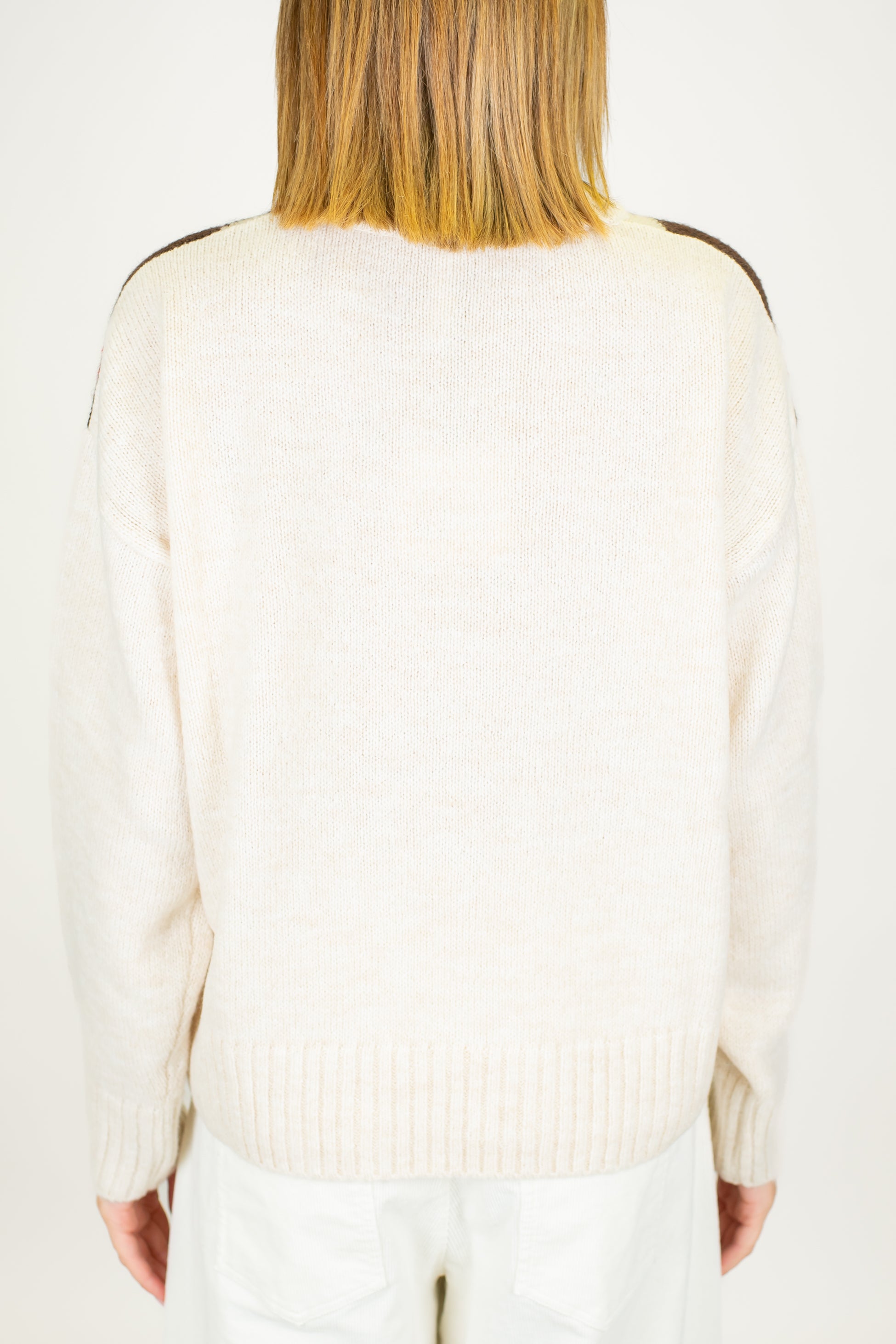 Tensione in - Maglia fantasia rombi a contrasto in misto lana