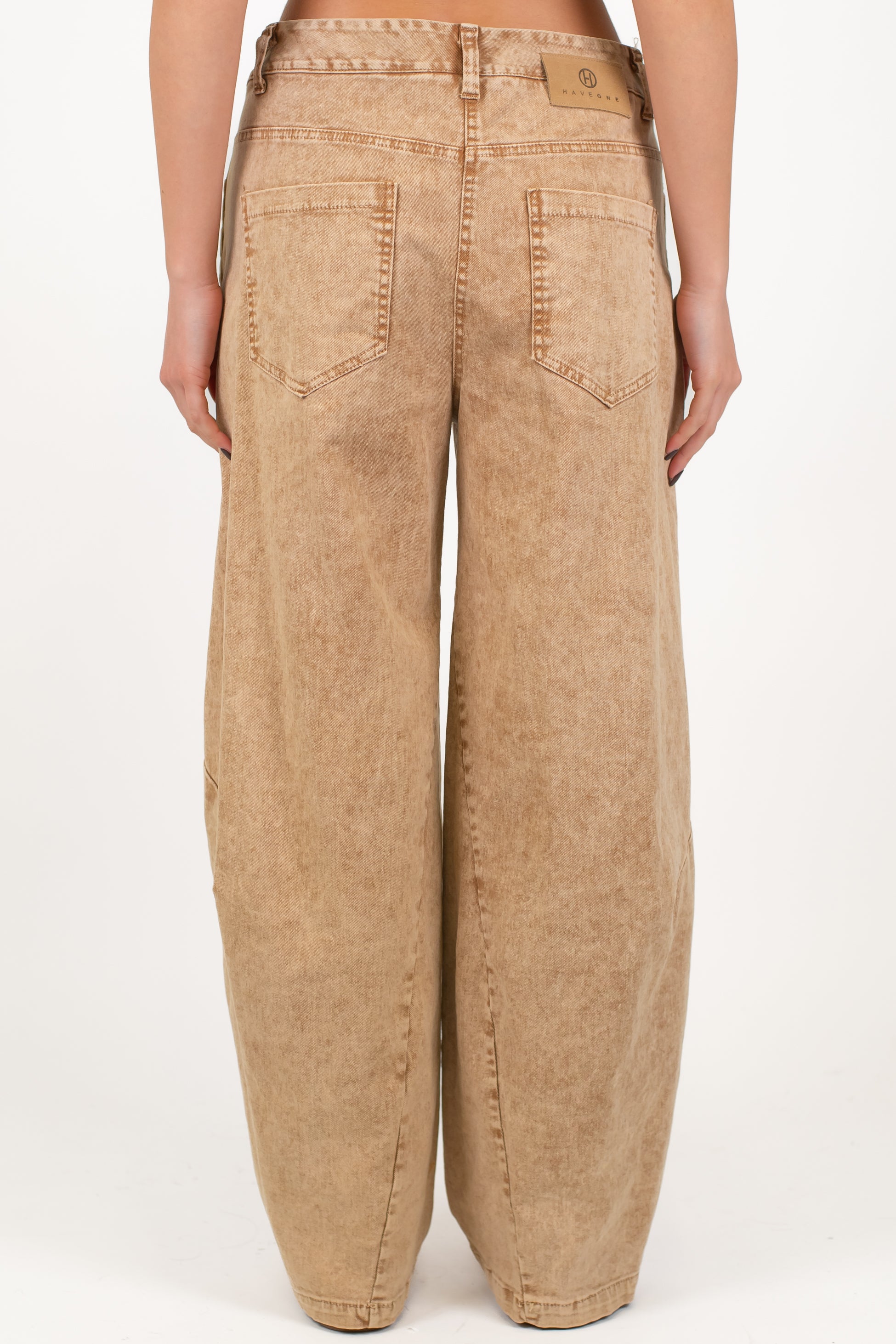 Haveone - Pantalone balloon in denim colorato effetto marmorizzato