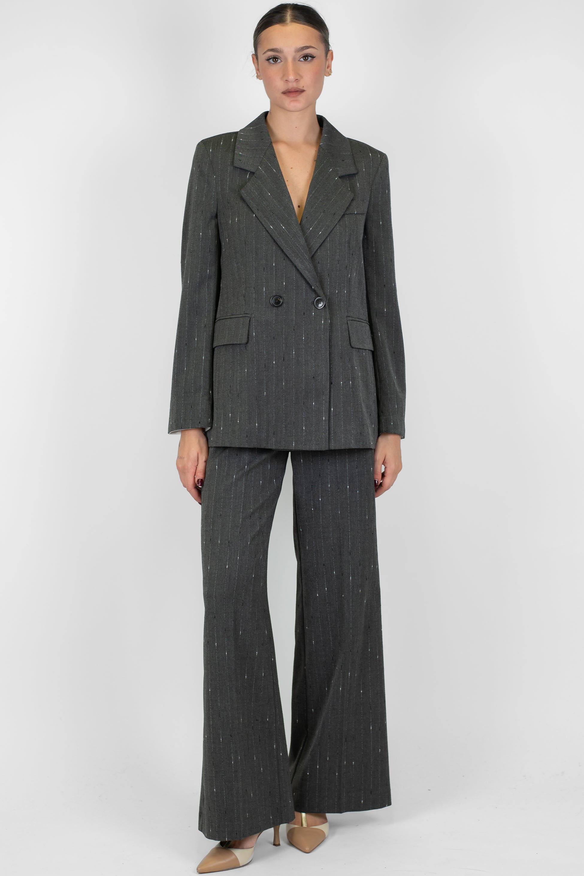 Maryley - Pantalone palazzo gessato