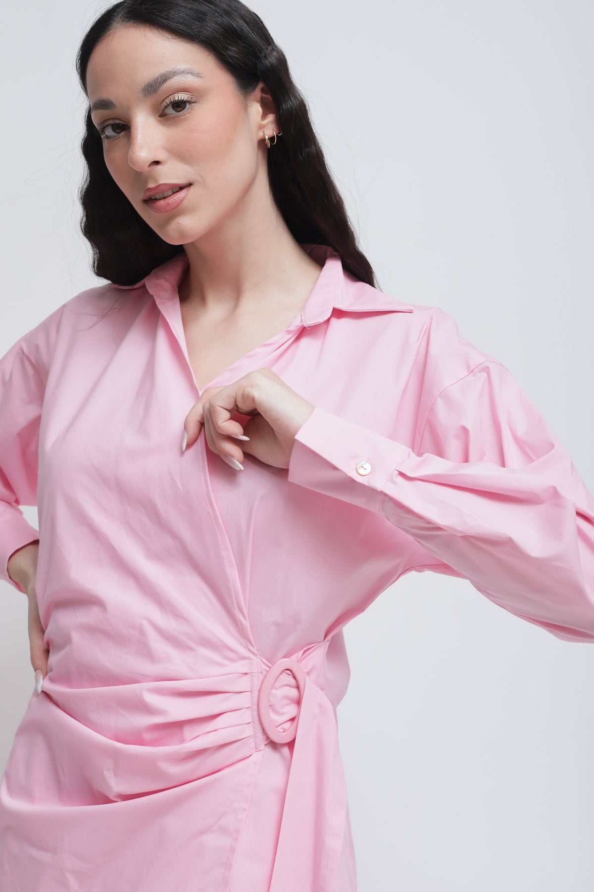 Maryley - Abito corto in cotone chiusura a portafoglio