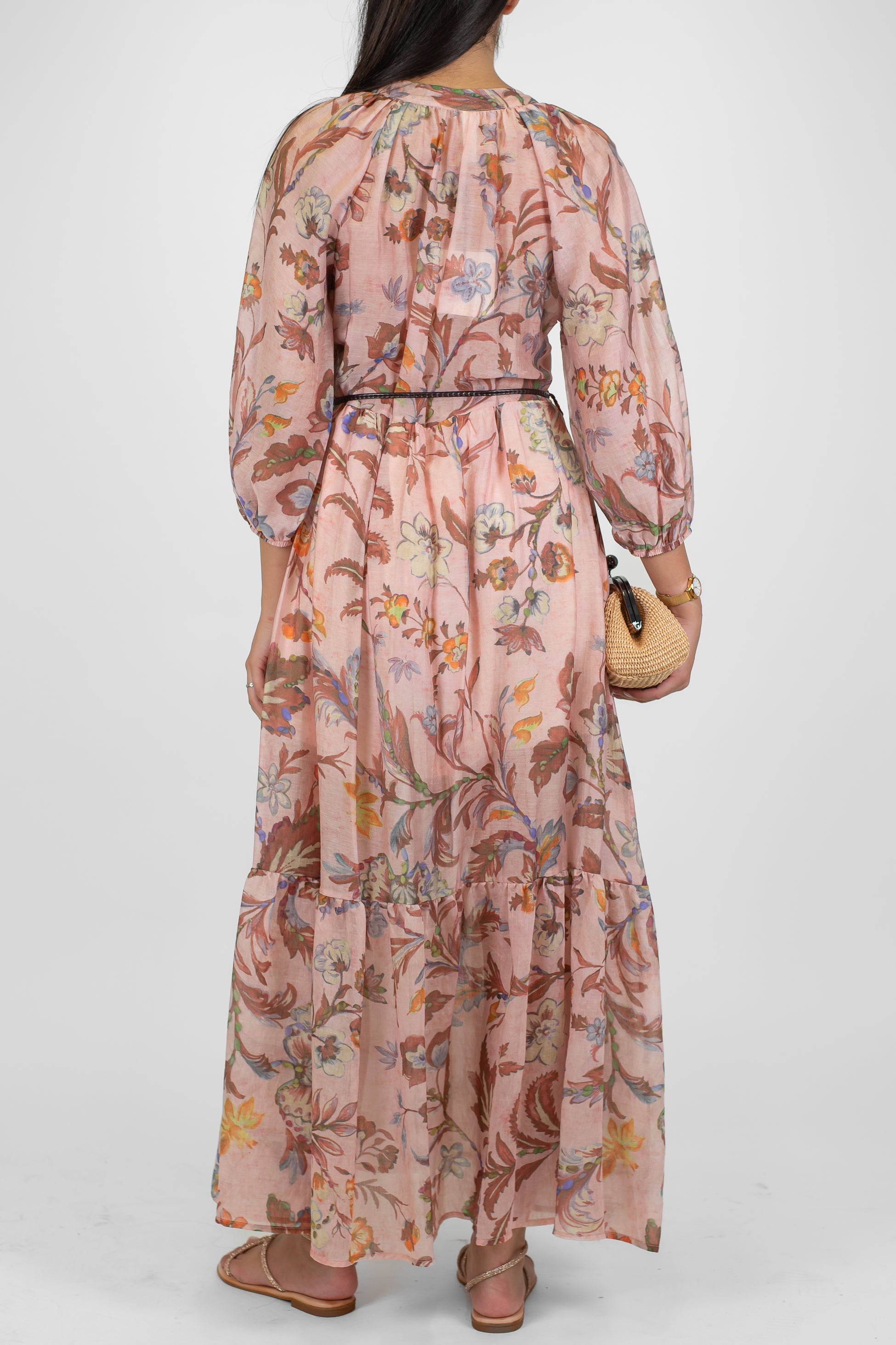 Tensione in - Chemisier fantasia floreale in lyocell con collo coreano e manica tre quarti