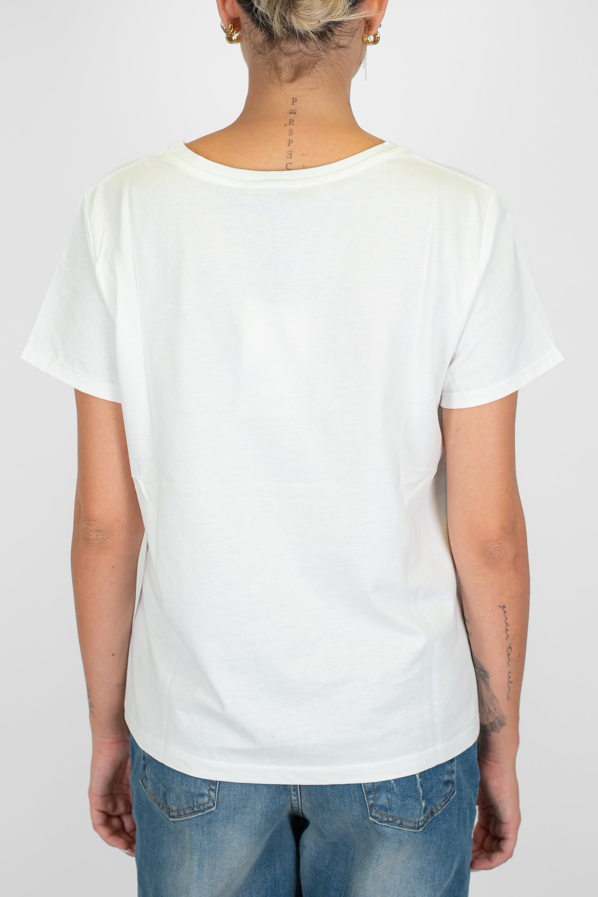 Haveone - T-shirt in cotone con scritta ricamata a contrasto