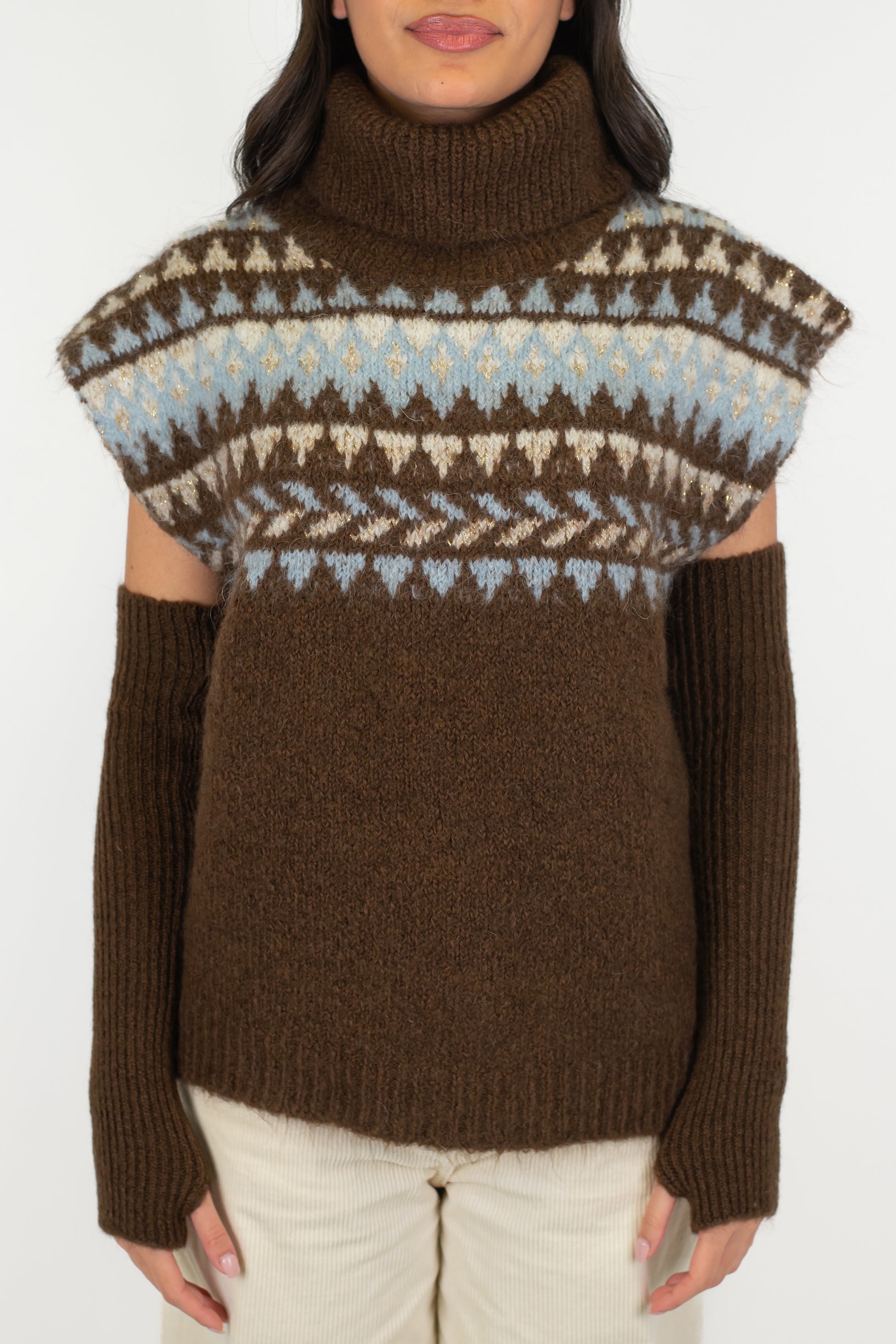 Motel - Dolcevita fantasia norvegese in misto lana con manicotti