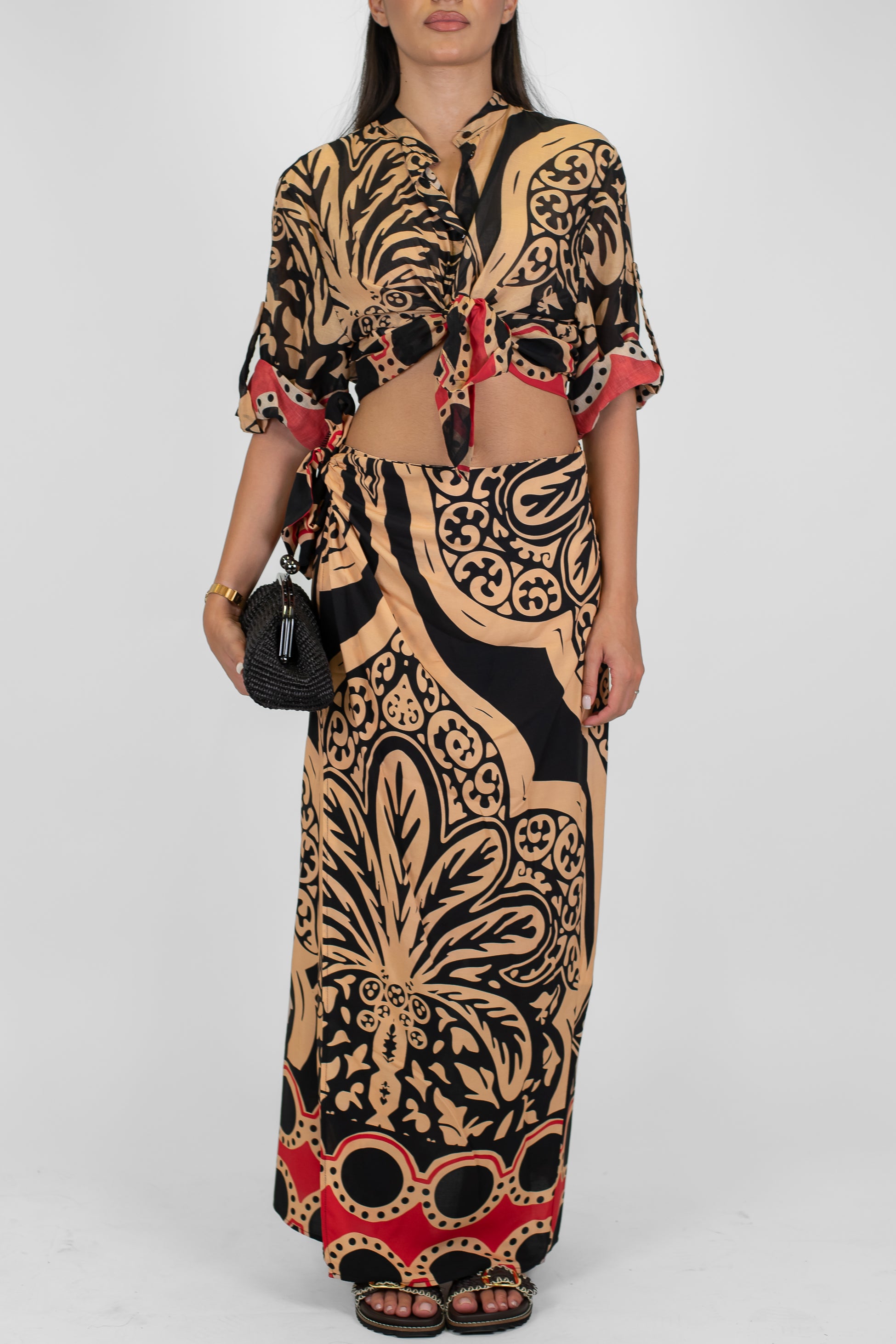 Haveone - Gonna pareo a portafoglio fantasia astratta in viscosa