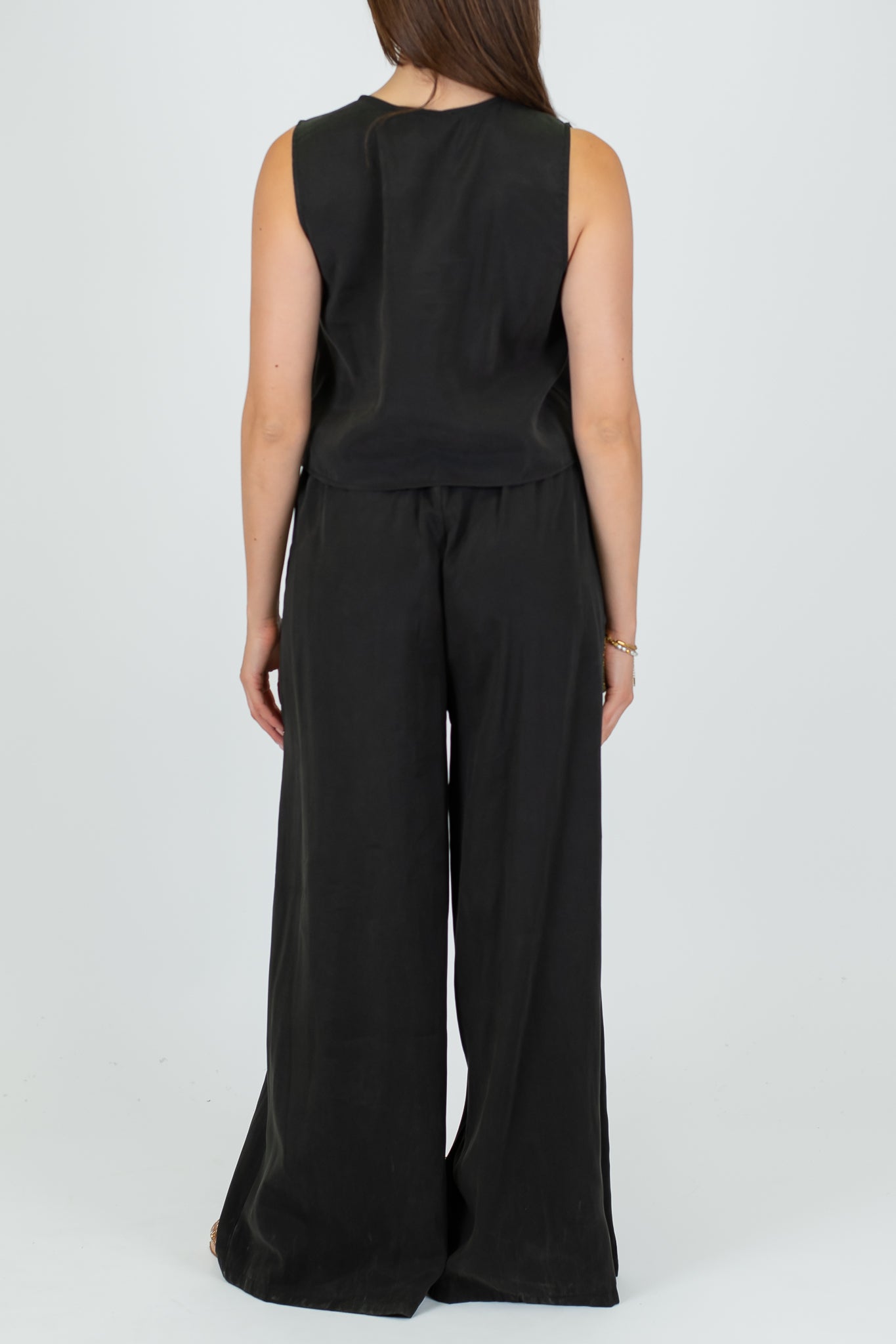 Haveone - Coordinato Gilet con lacci e pantalone palazzo in cupro