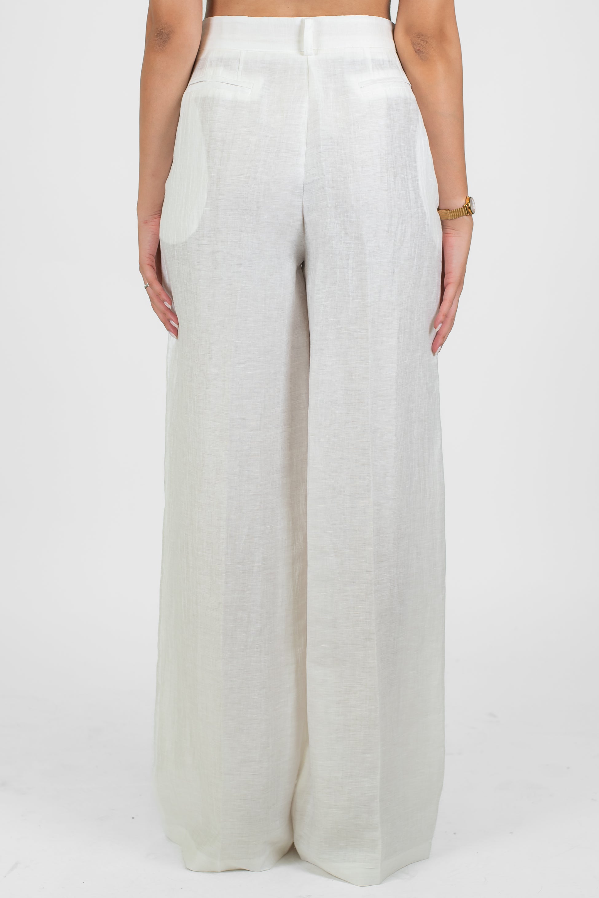 Tensione in - Pantalone palazzo in lino con pinces