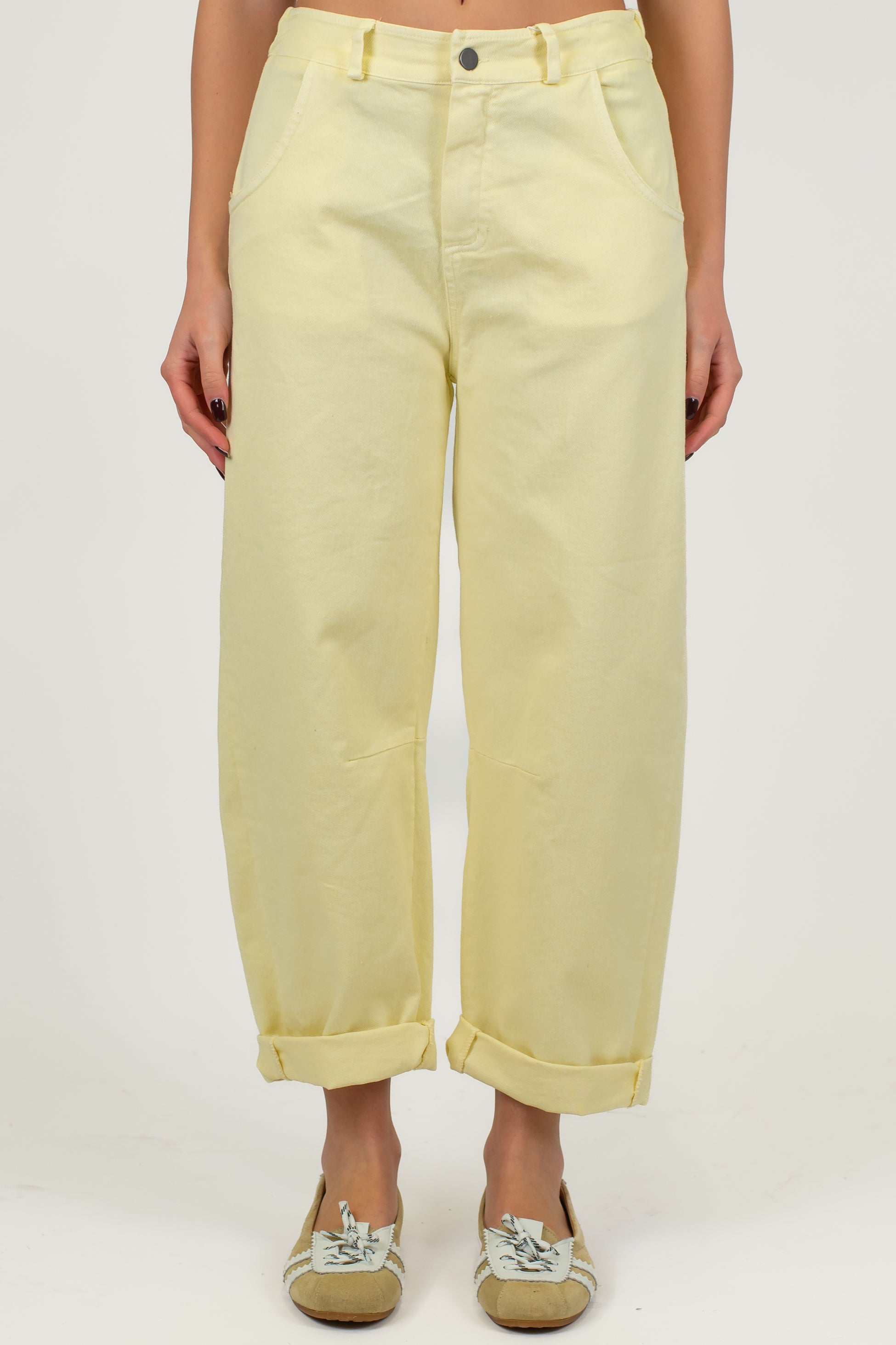 Motel - Pantalone balloon in denim colorato con elastico sul retro