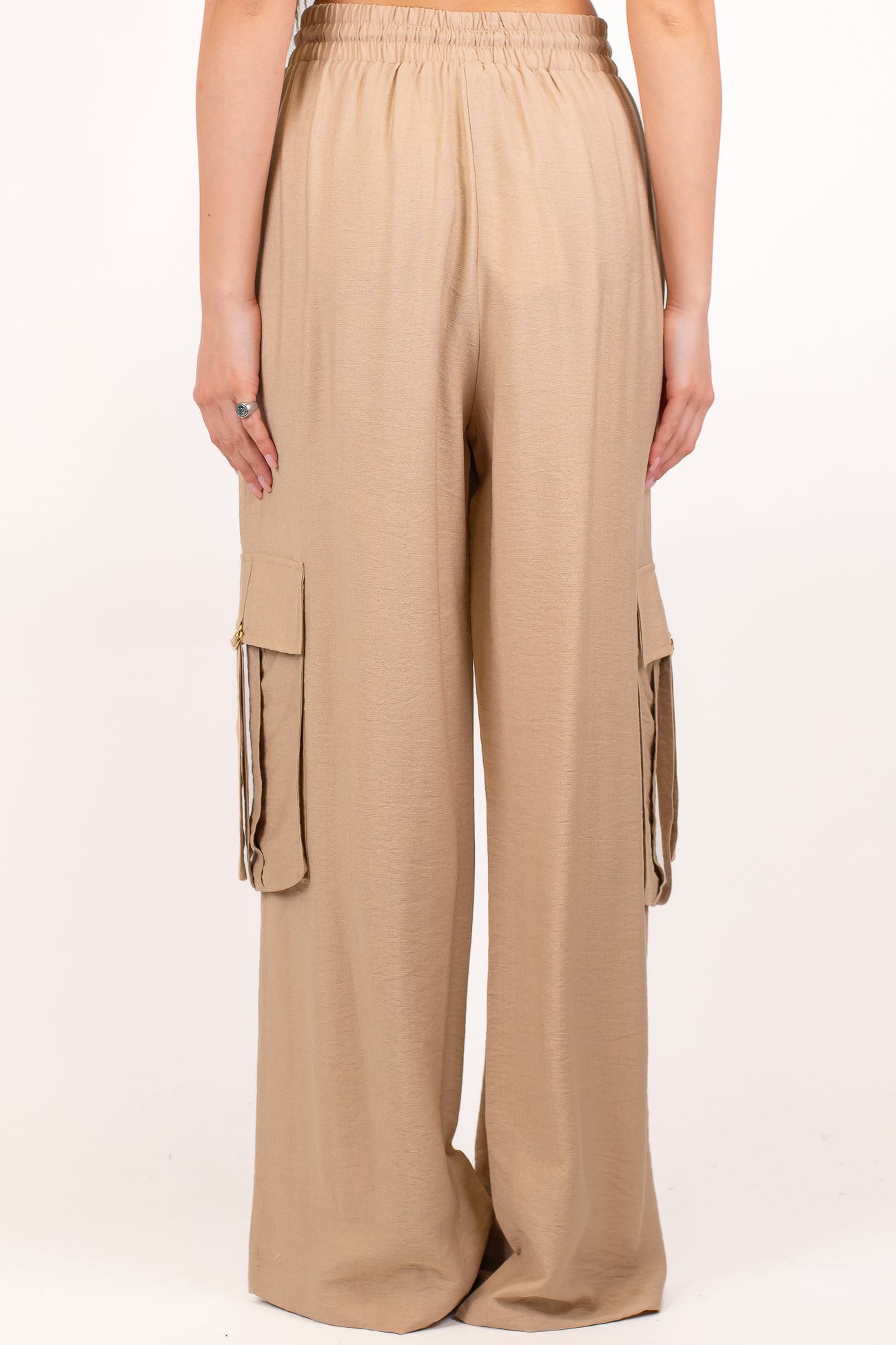 Dixie - Coodinato in viscosa leggera con gilet e pantalone cargo palazzo con coulisse