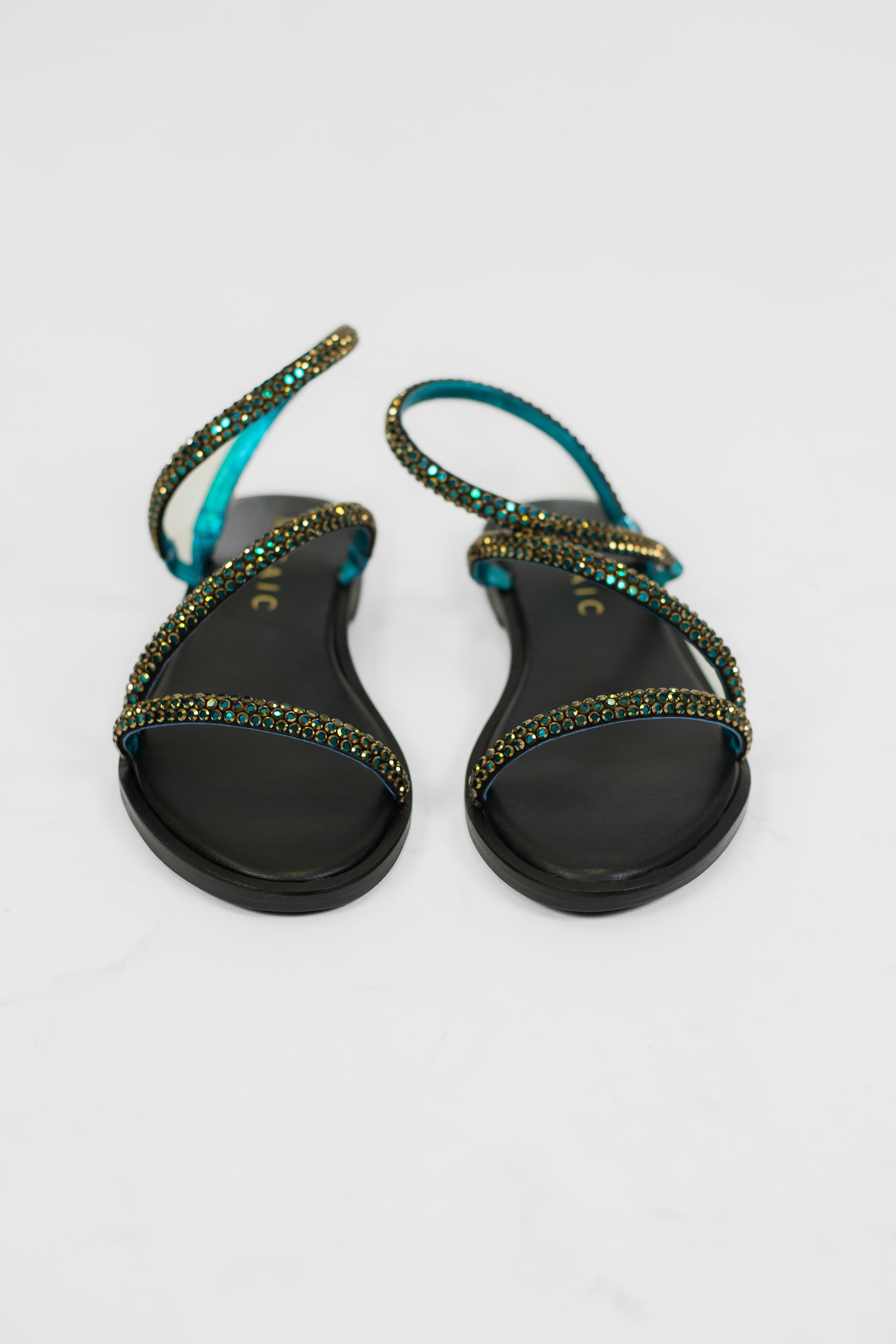 Mosaic - Sandalo strass con sottopiede in pelle