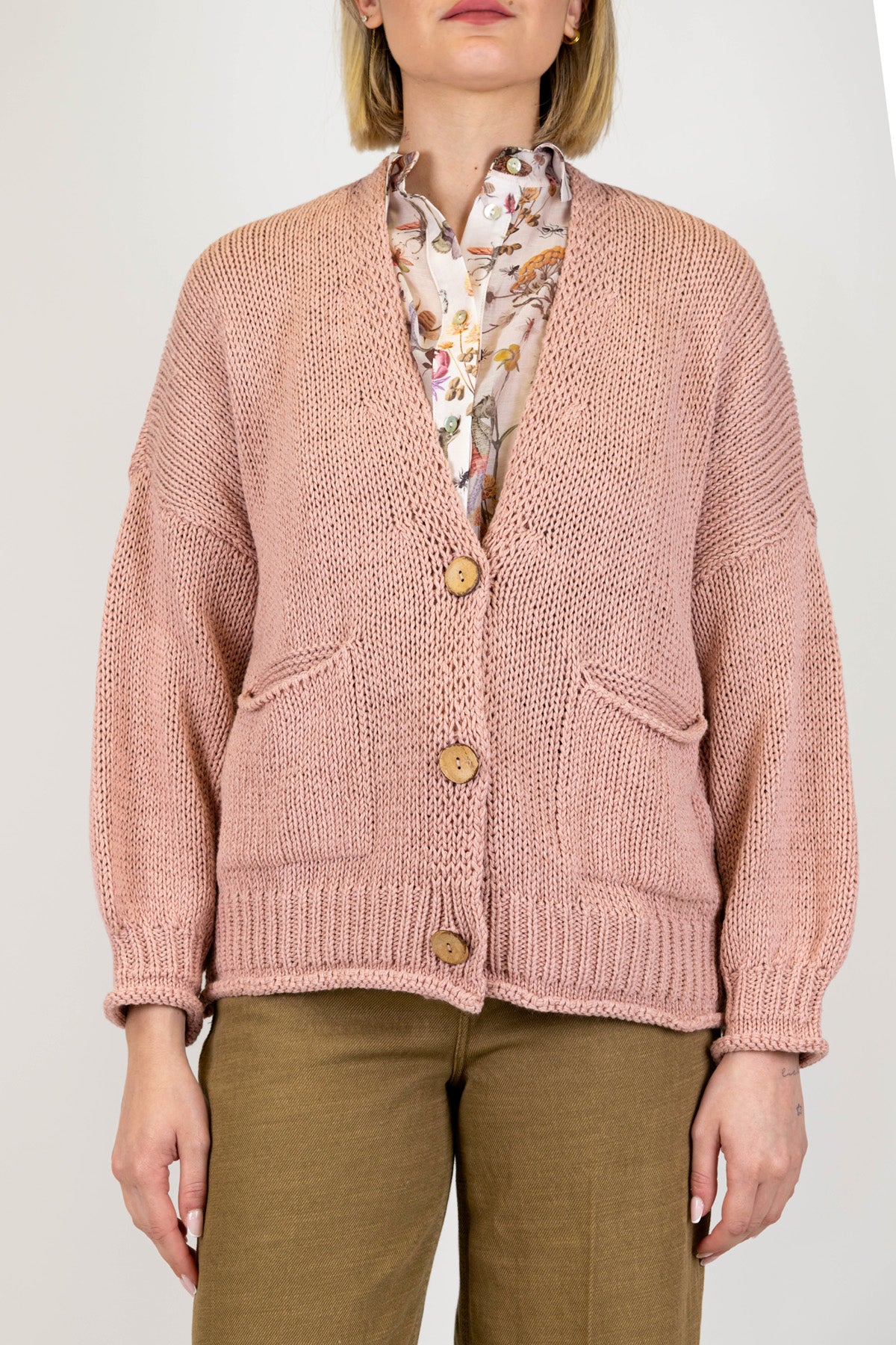 Haveone - Cardigan tre bottoni con taschini laterali