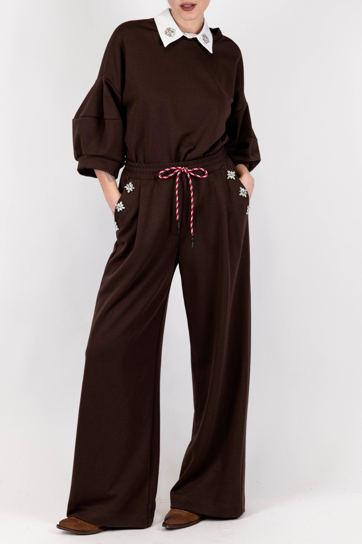 Dixie - Felpa over con colletto rimovibile decorato con spille