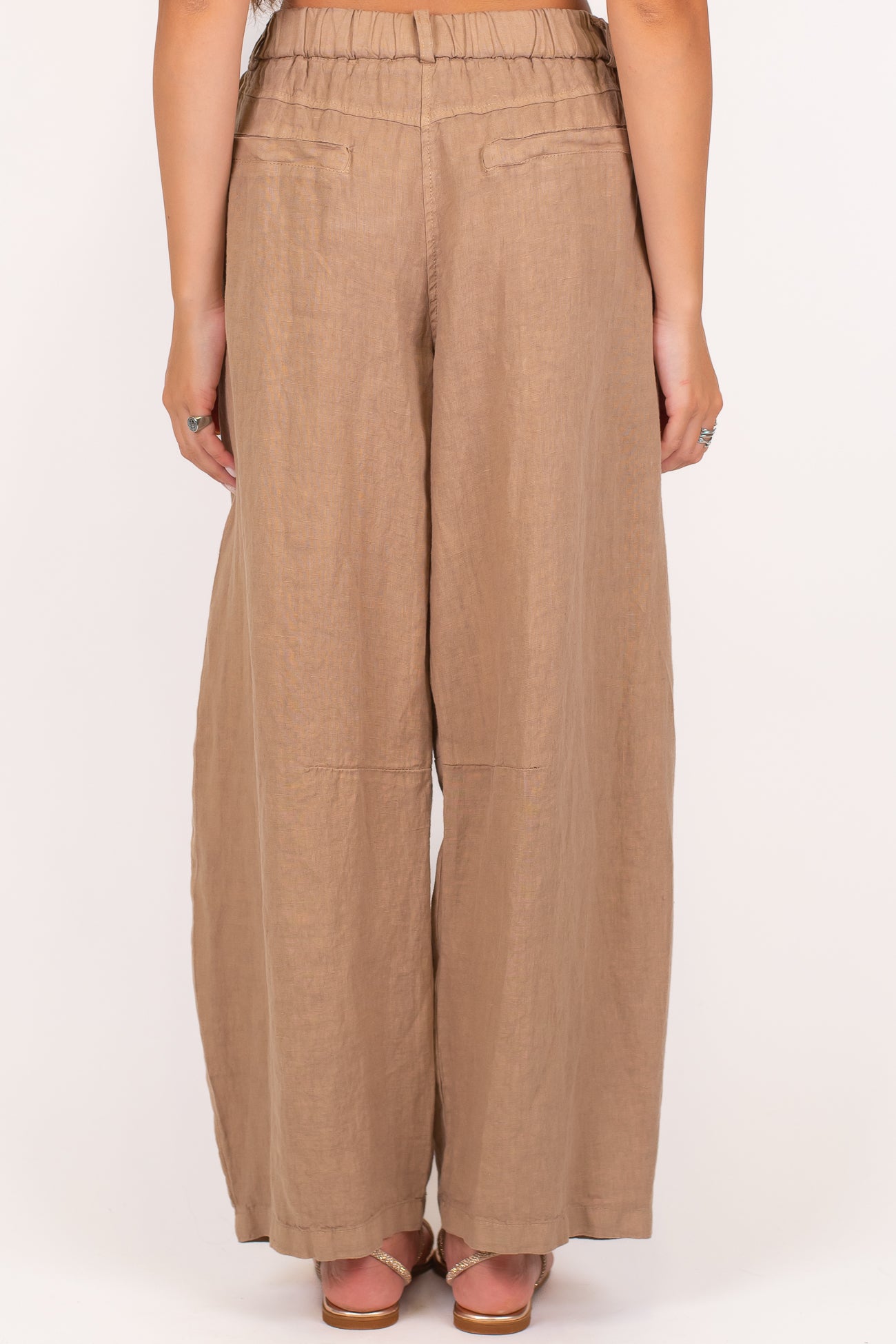 Motel - Pantalone balloon in puro lino con elastico in vita