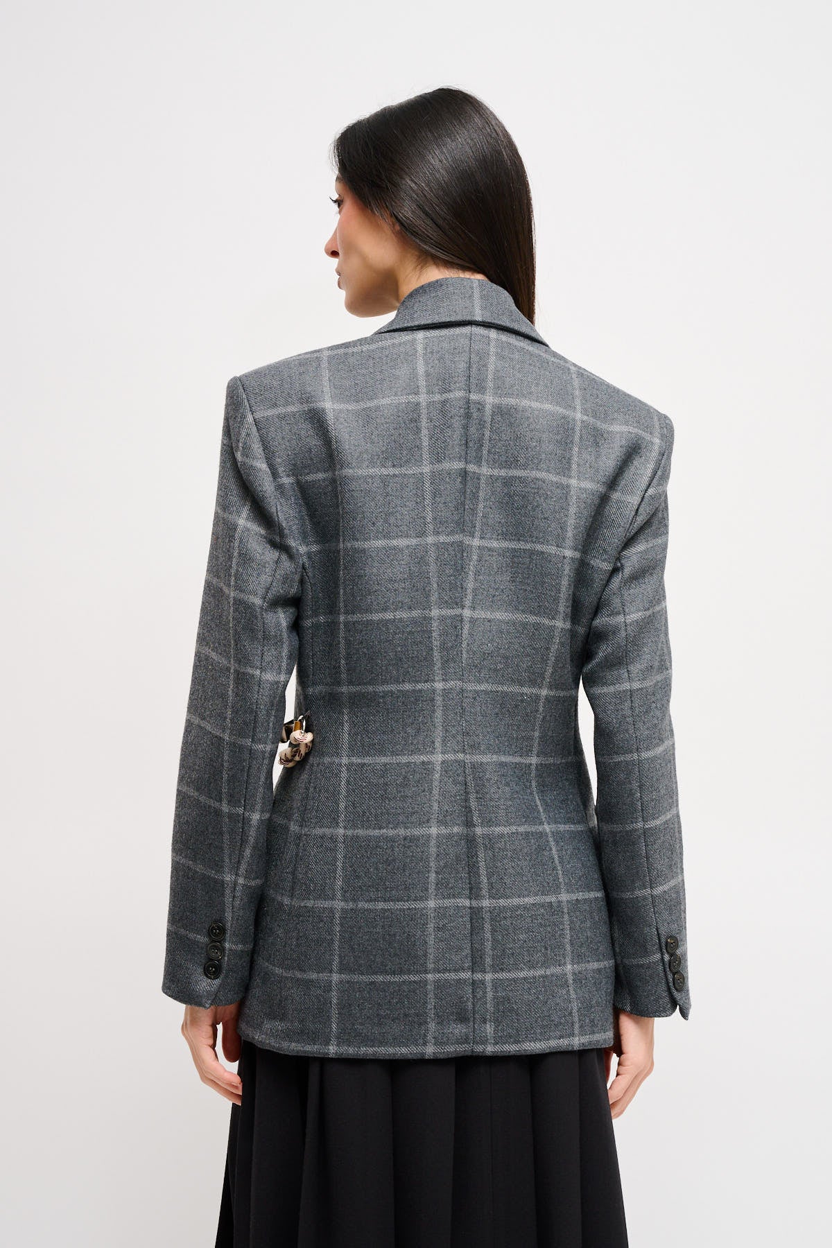 Maryley - Giacca doppiopetto fantasia check in misto lana