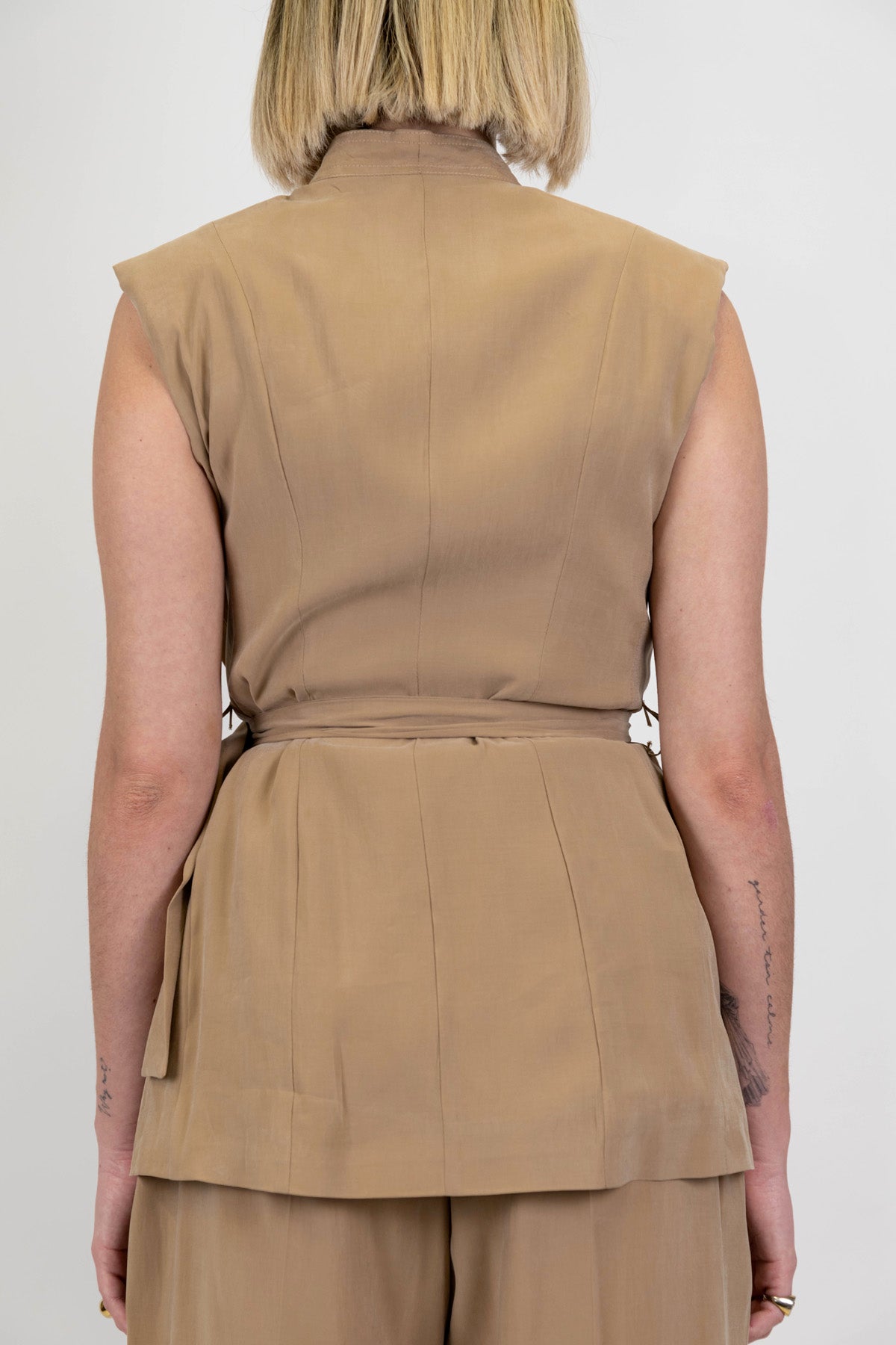 Maryley - Sahariana giromaniche in modal con cintura in tessuto