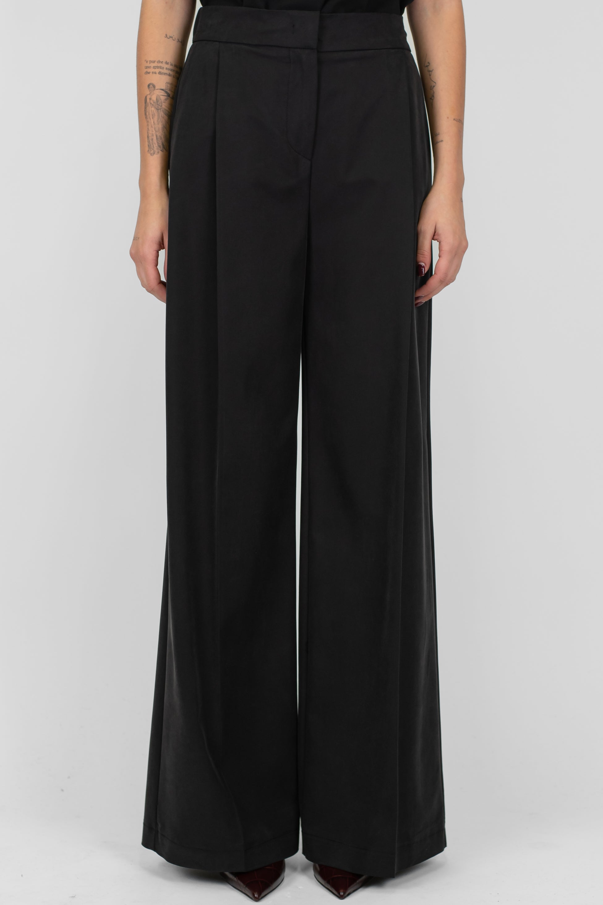 Maryley - Pantalone palazzo in tencel con elastico sul retro