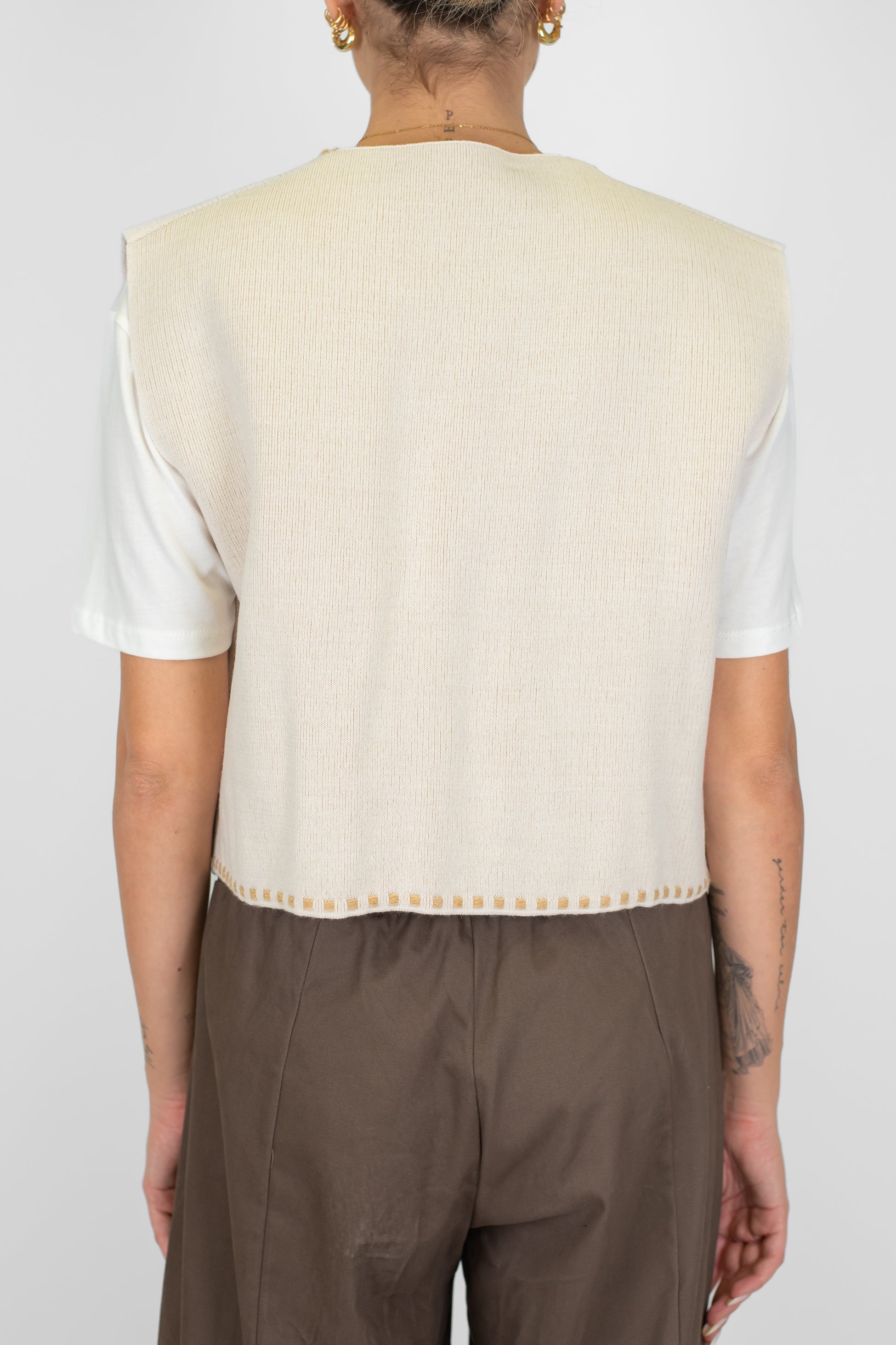 Haveone - Gilet con ricami a contrasto in misto lana