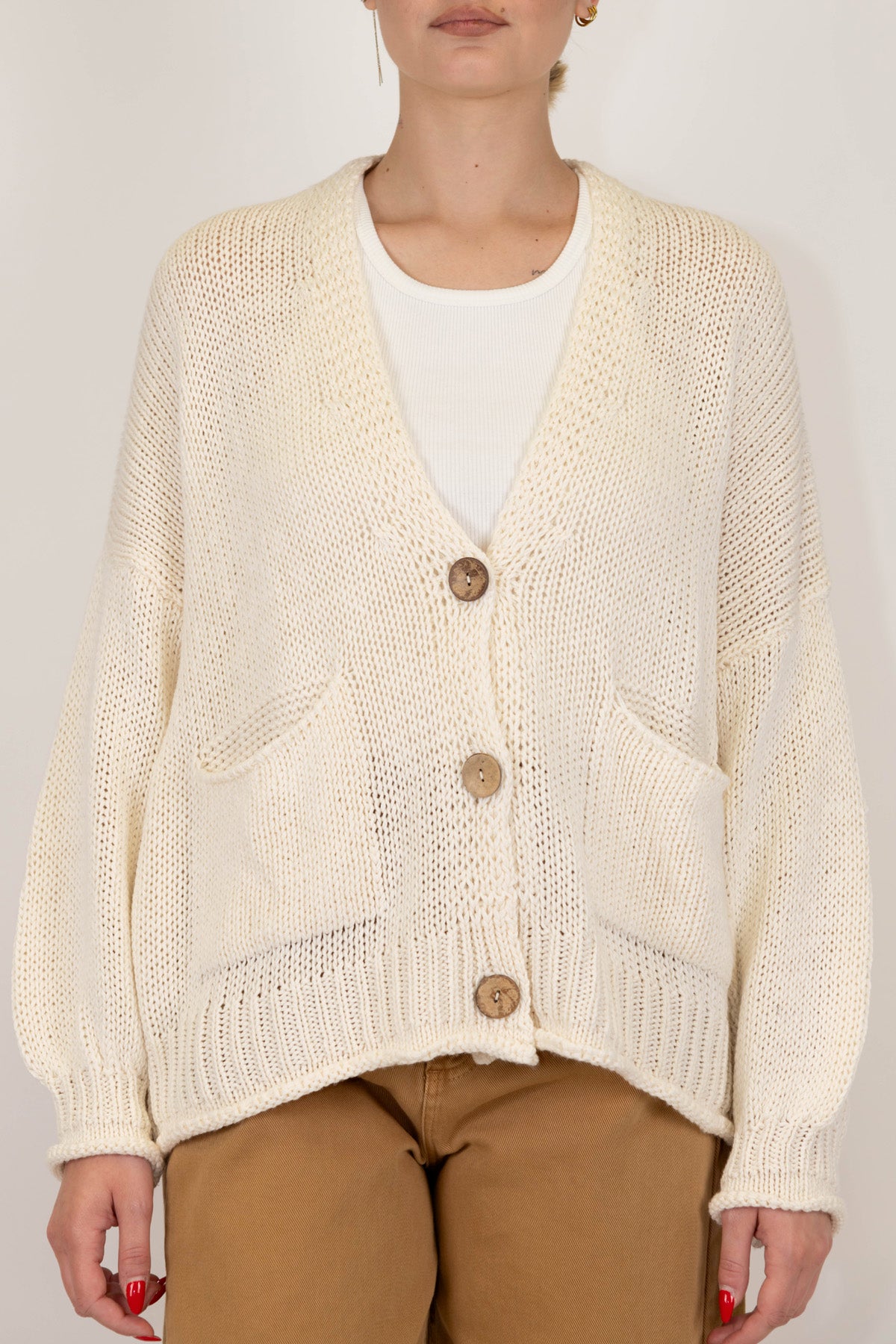 Haveone - Cardigan tre bottoni con taschini laterali
