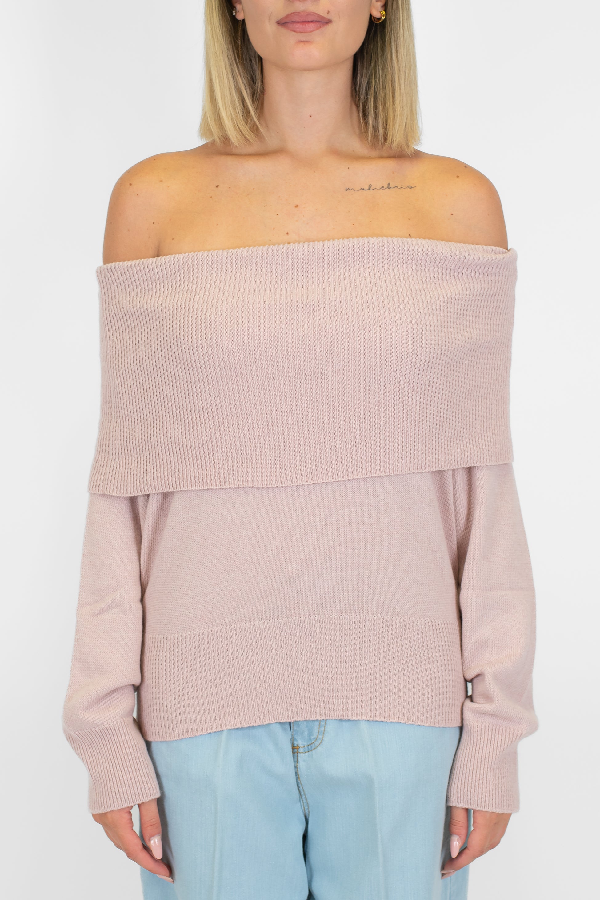 Kontatto - Maglia scollo shiffer in misto lana e cashmere