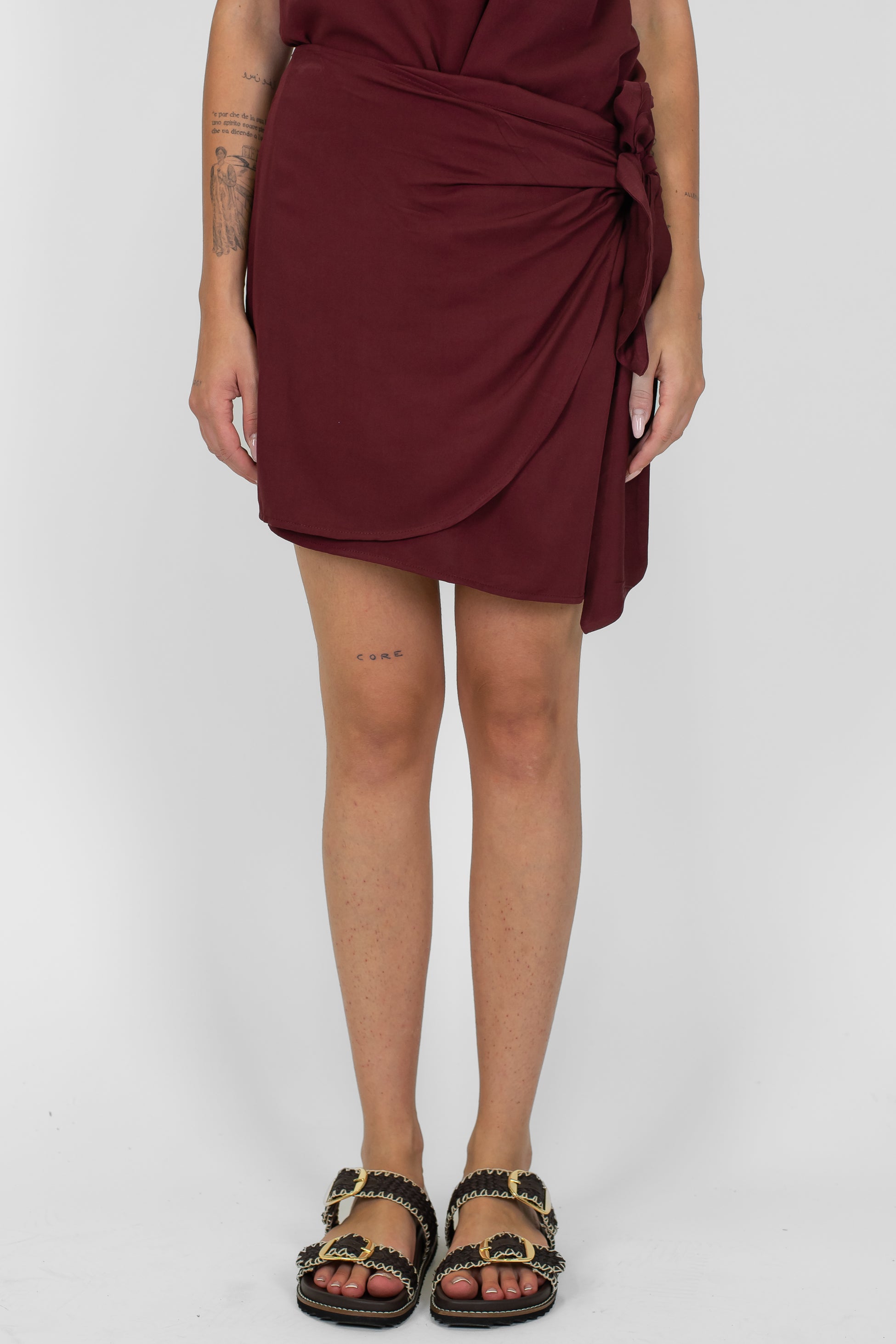 Haveone - Minigonna pareo a portafoglio in viscosa leggera