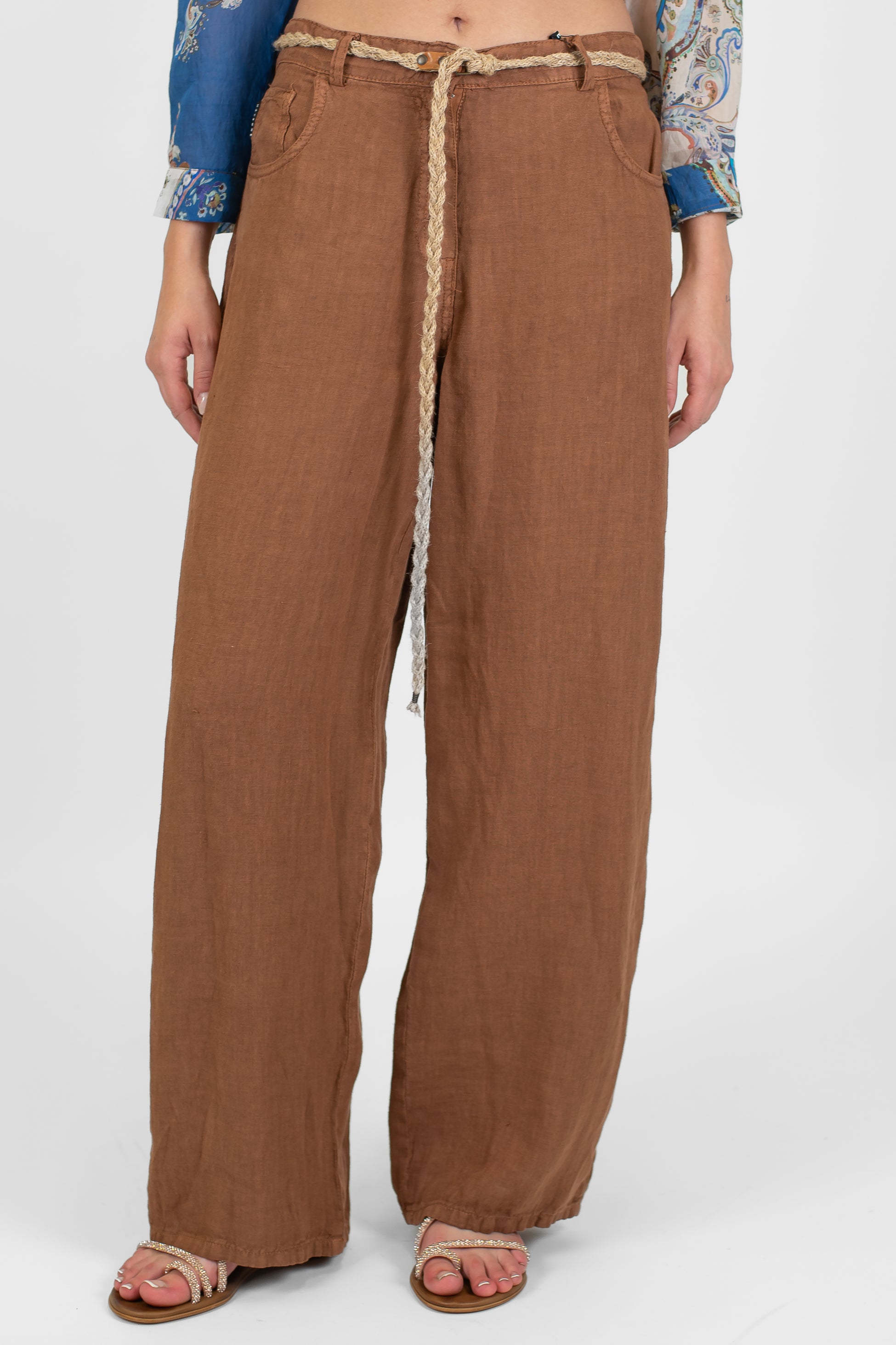 Haveone - Pantalone regular in puro lino