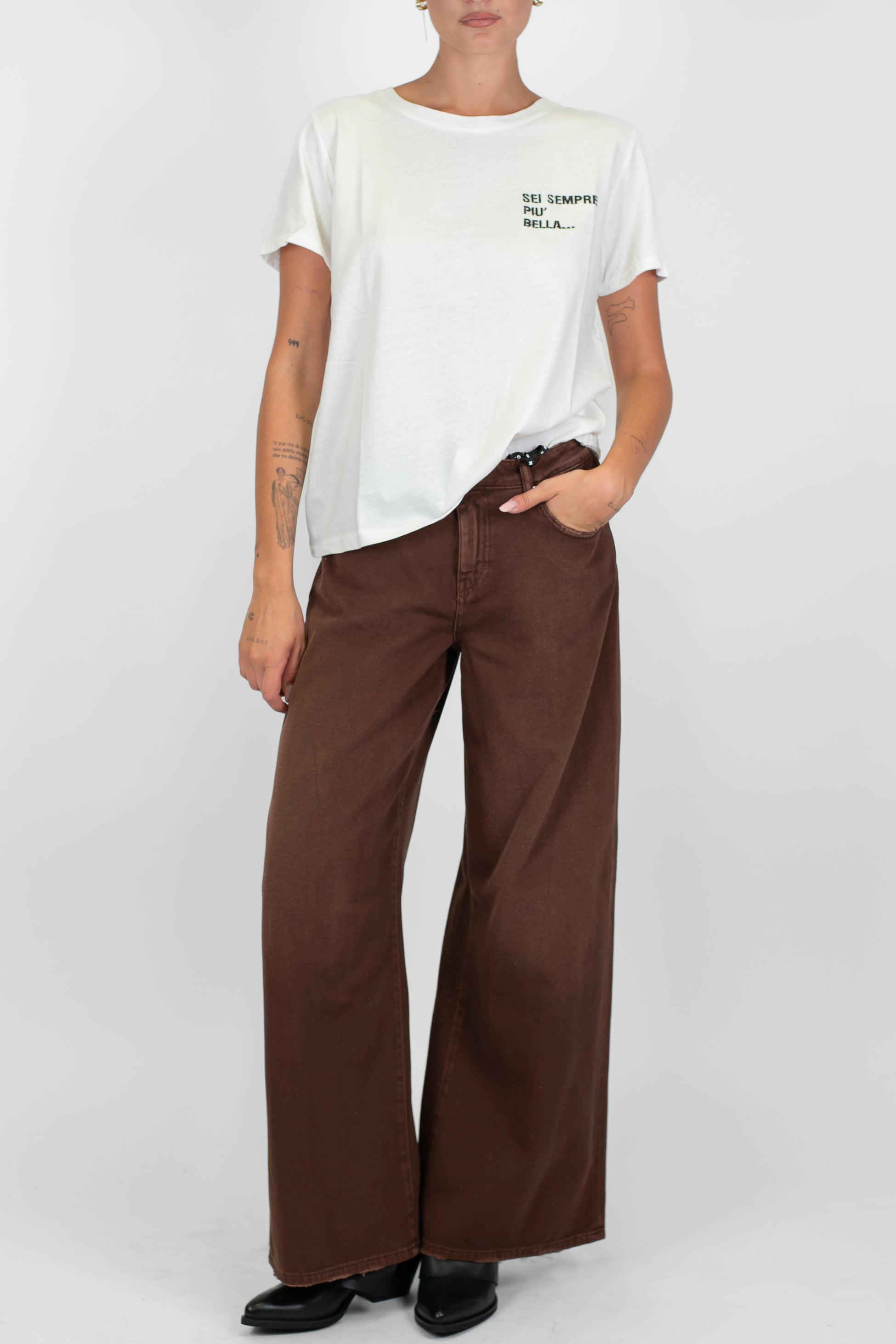 Haveone - Pantalone palazzo modello Tokyo in denim colorato