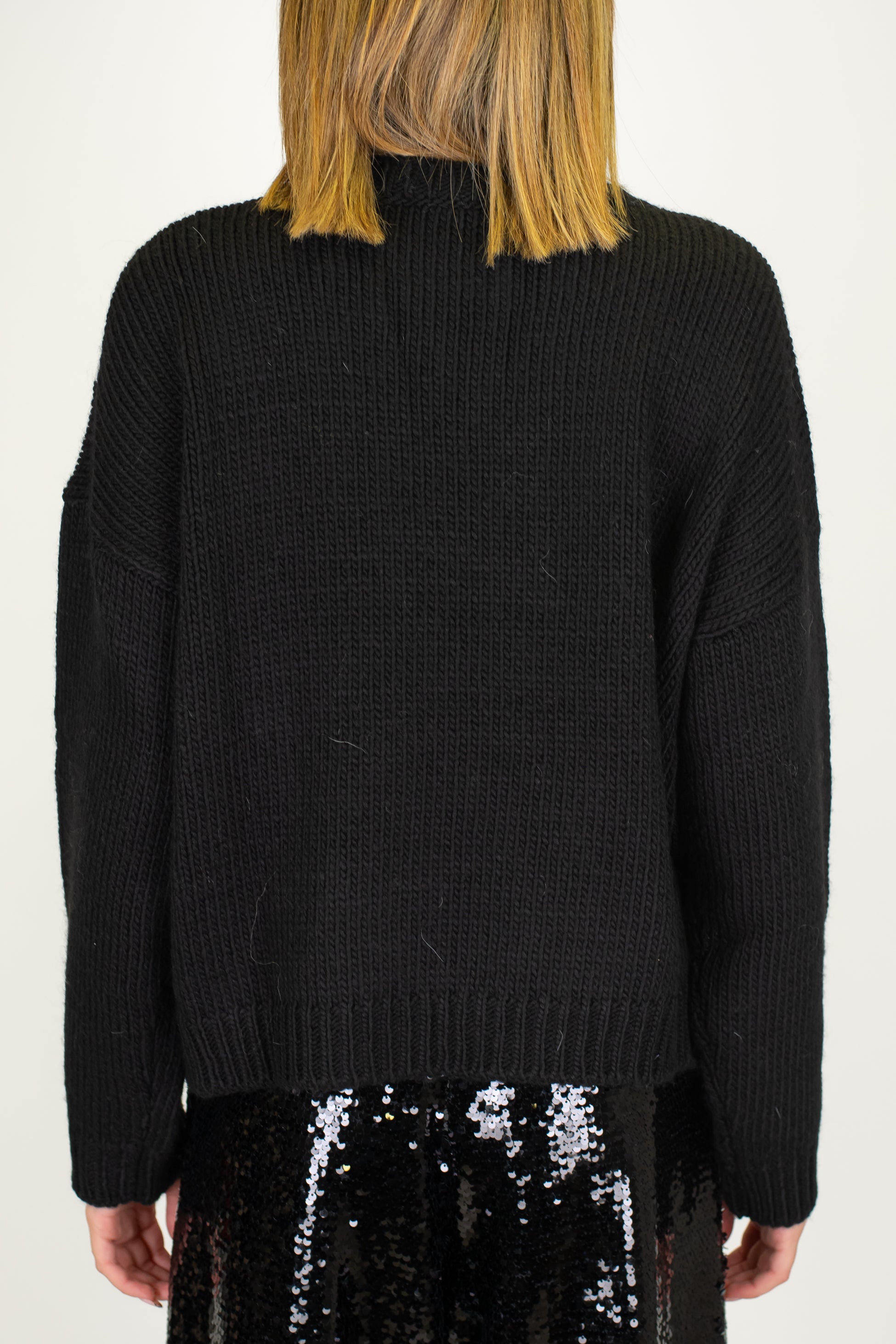 Motel - Maglia over fantasia rombi a contrasto in misto lana con paillettes