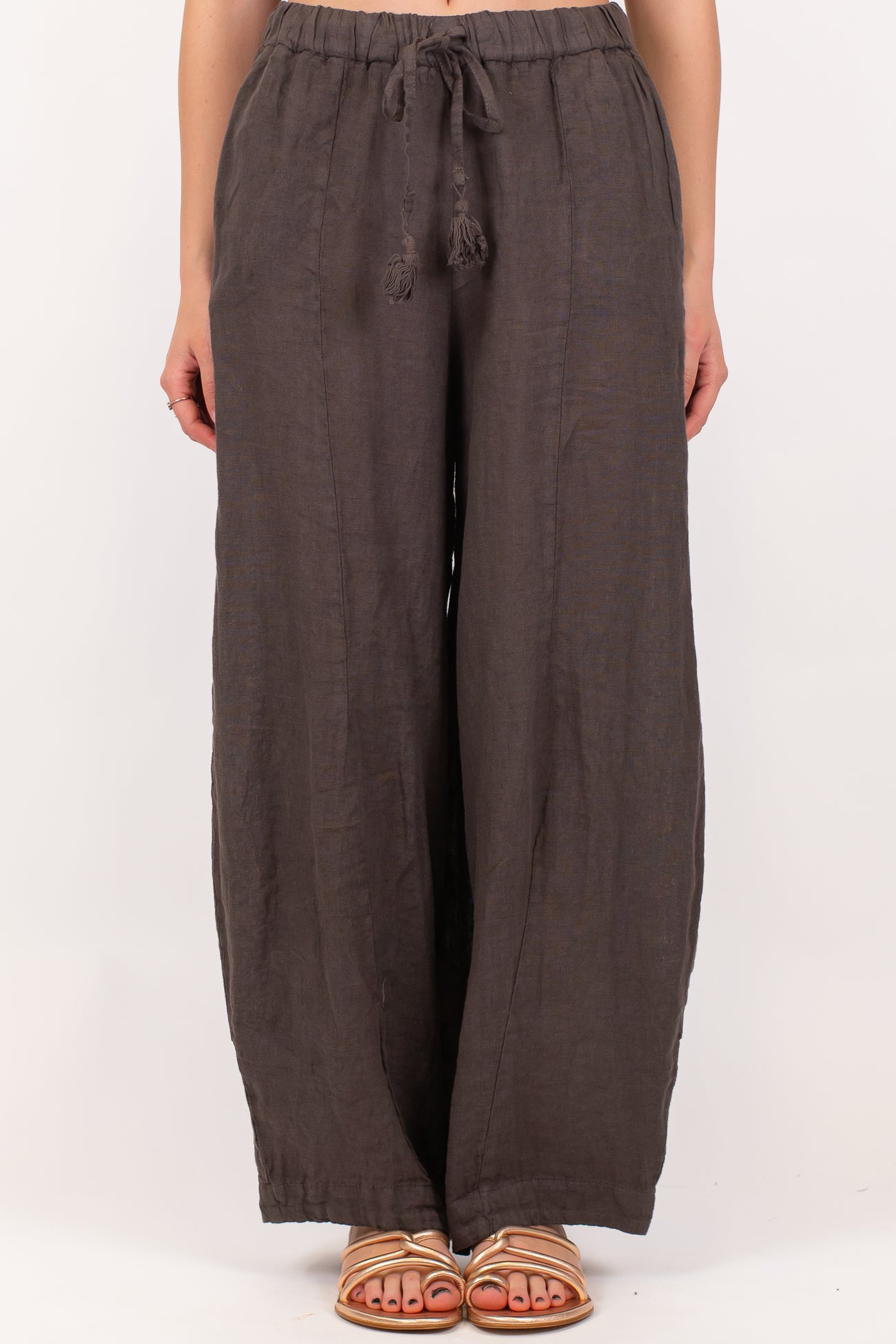 Motel - Pantalone balloon in puro lino con coulisse