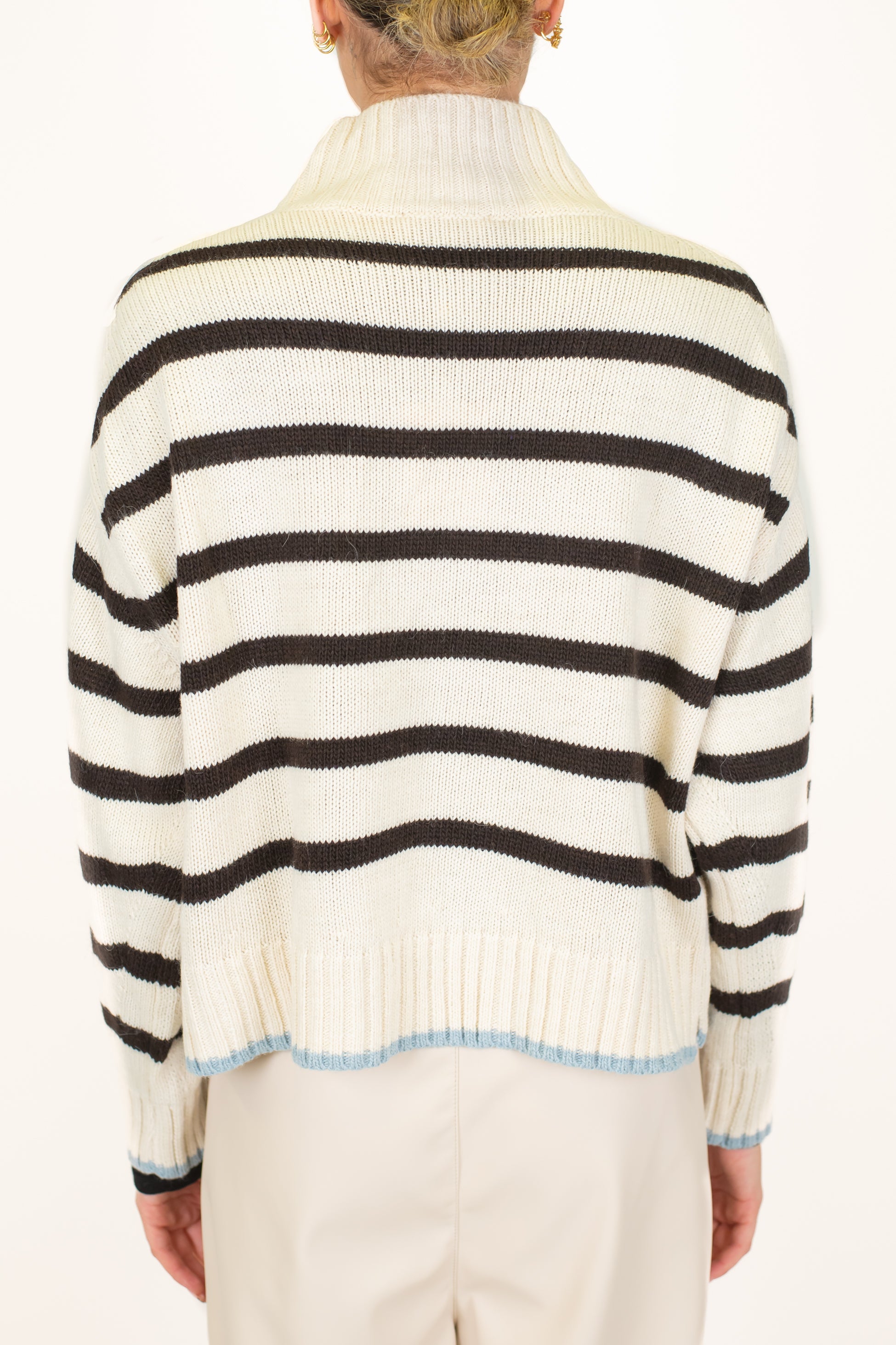 Motel - Lupetto fantasia a righe in misto lana con fondo a contrasto