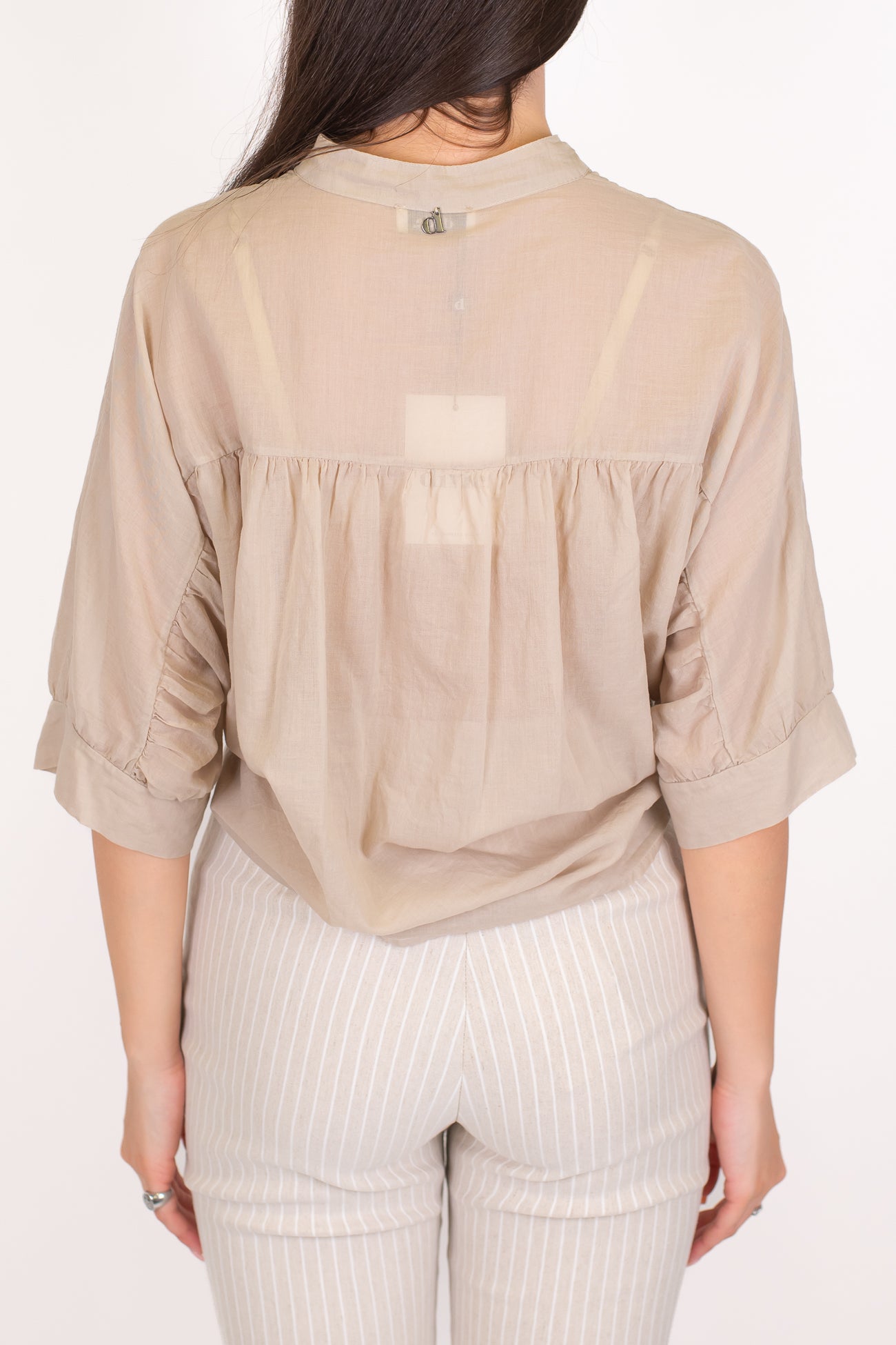 Dixie - Camicia collo alla coreana in mussola di cotone