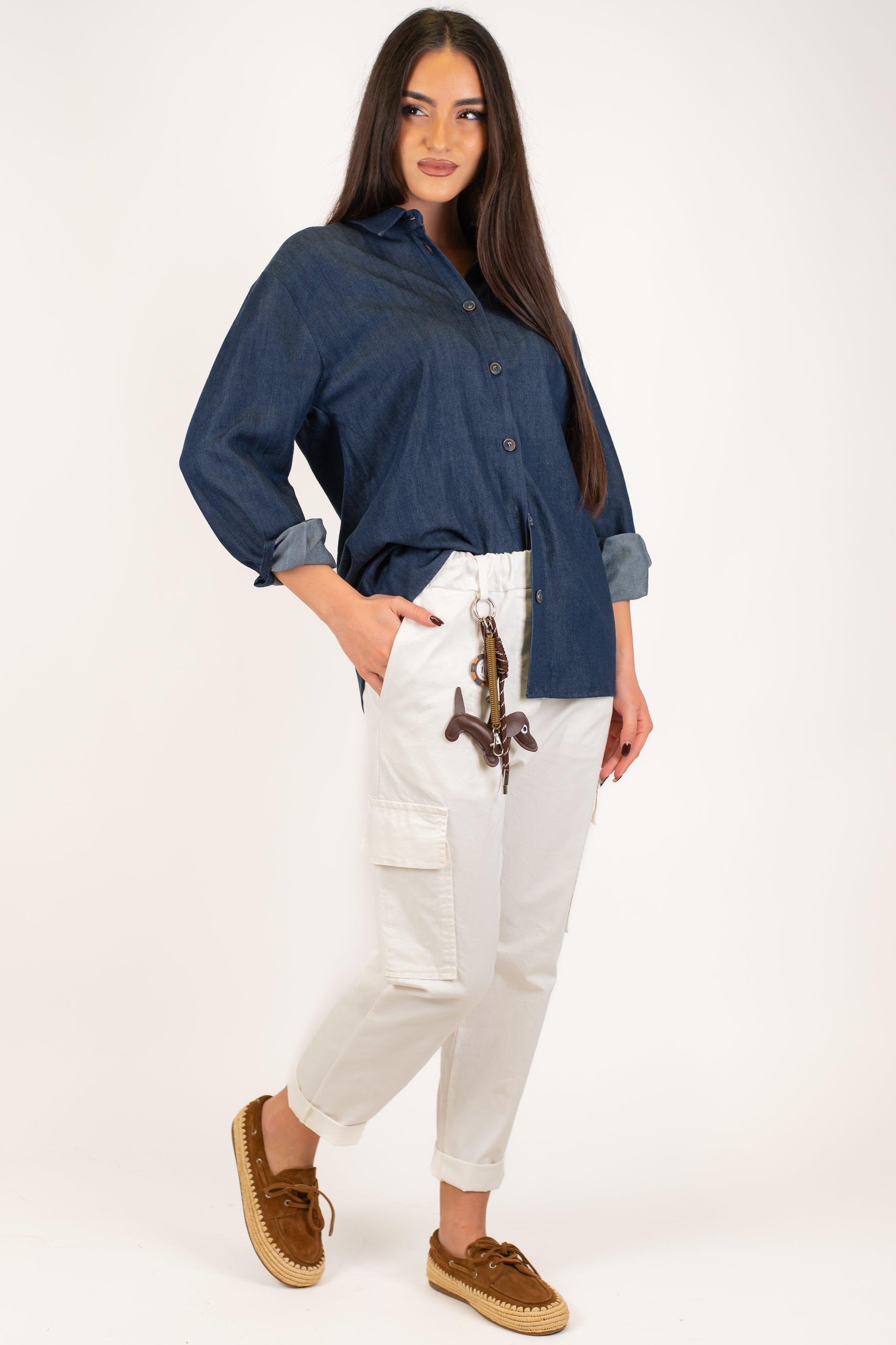 Motel - Pantalone cargo in cotone con charms