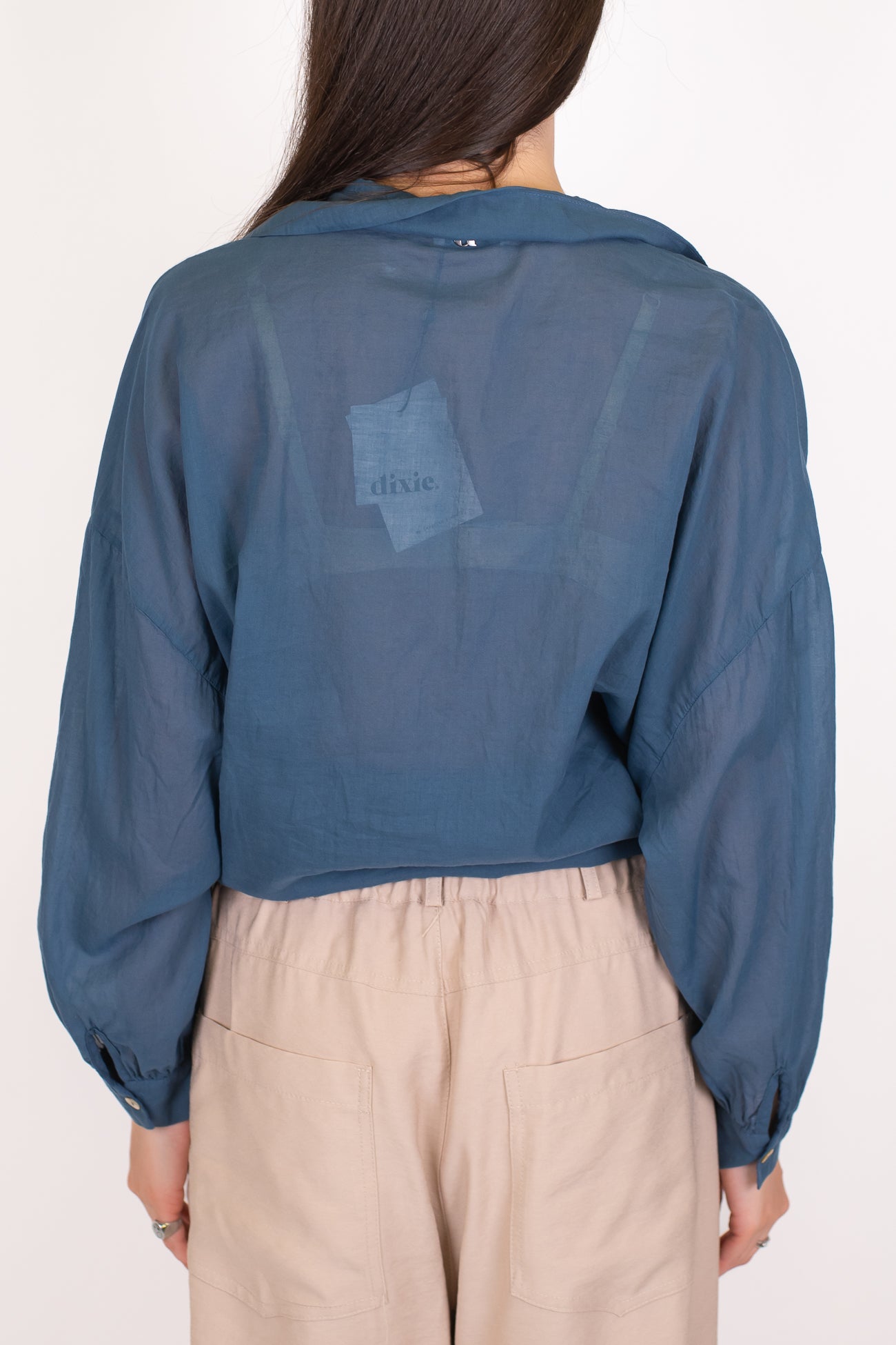 Dixie - Camicia over tinta unita in mussola di cotone