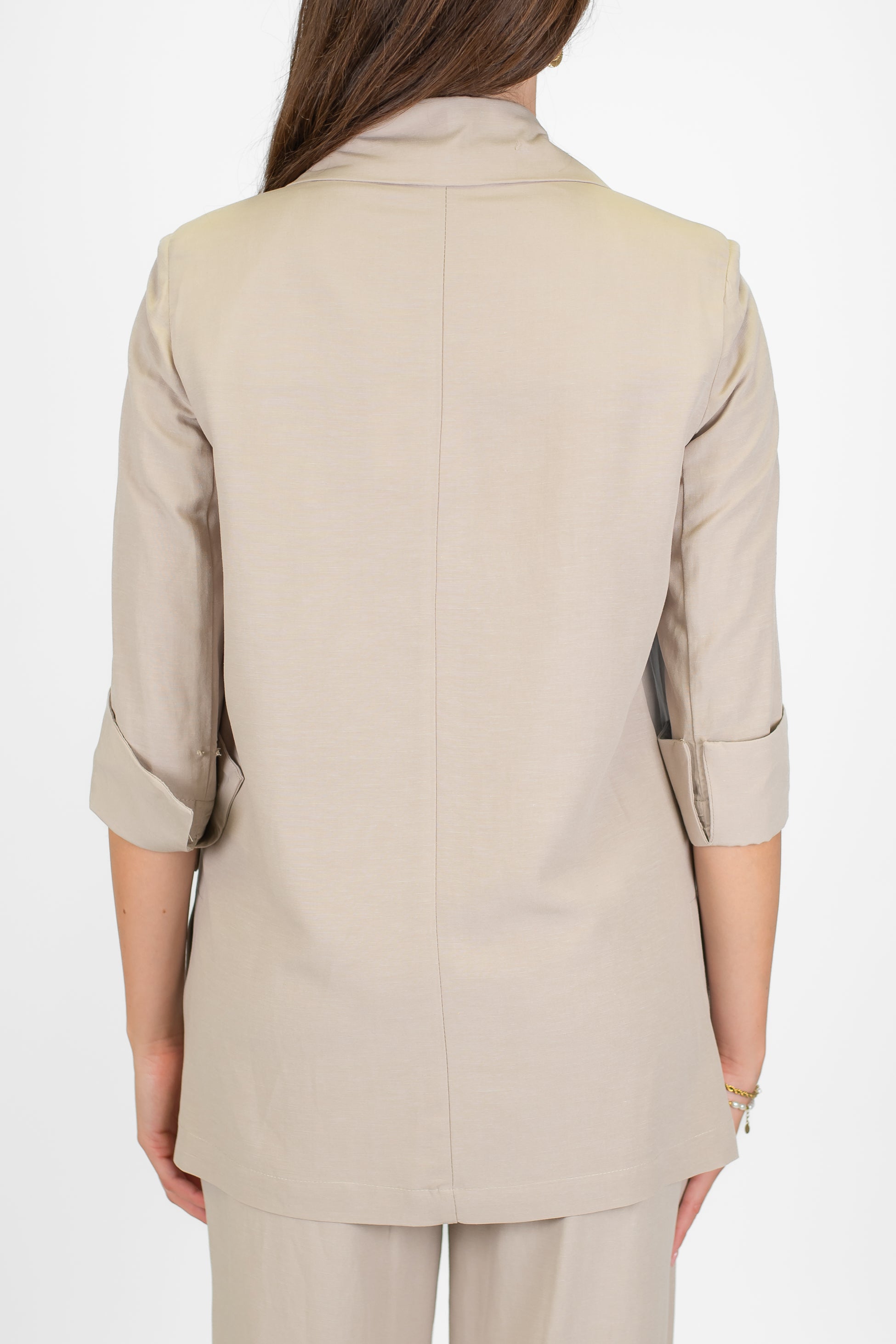 Dixie - Giacca ad un bottone in misto viscosa e lino con rever a lancia