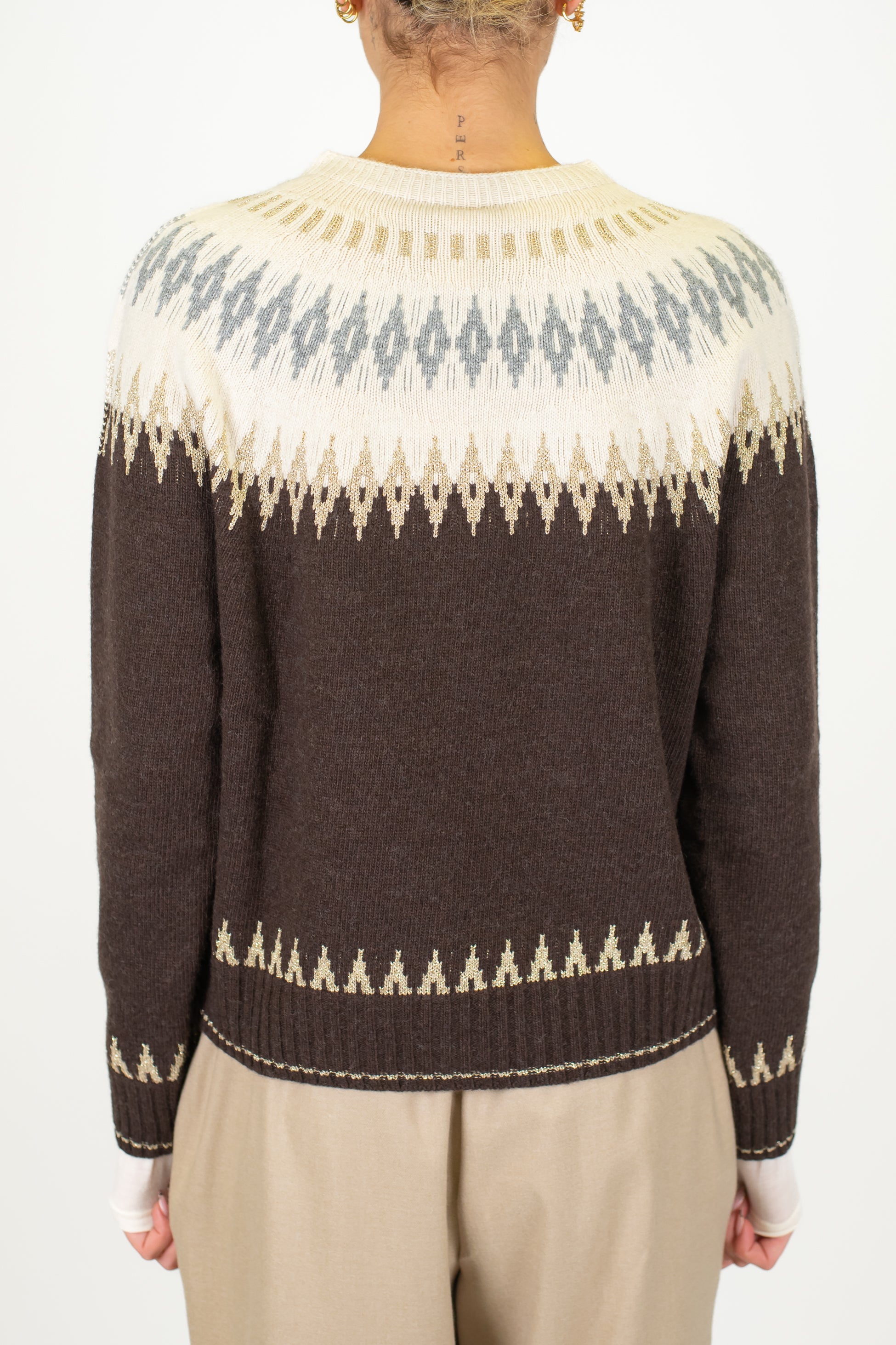 Tensione in - Maglia fantasia jacquard in misto lana e chashmere