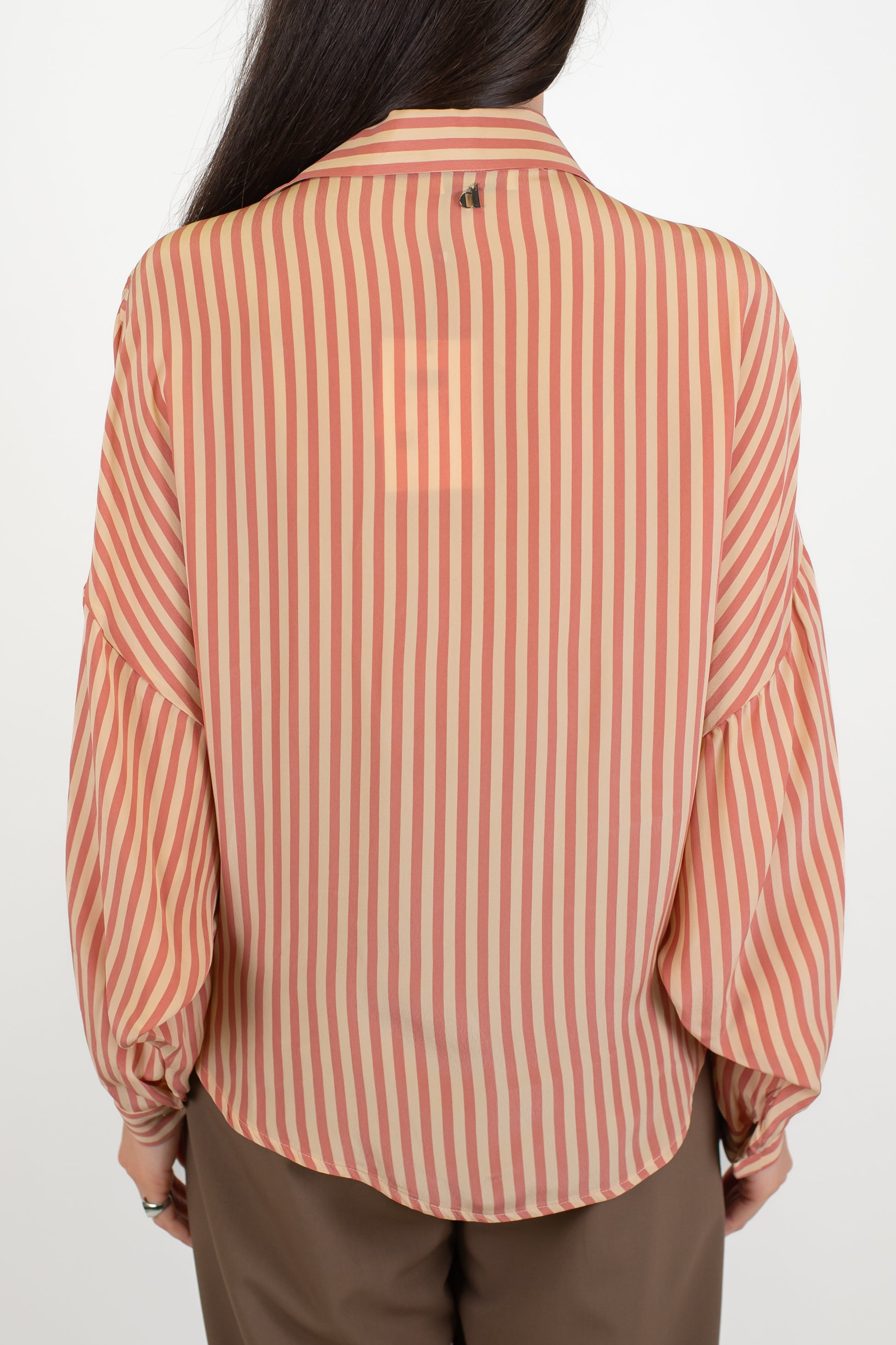 Dixie - Camicia fantasia a righe in viscosa a portafoglio con bottone