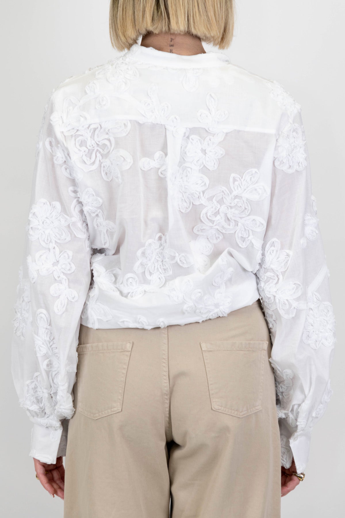 Motel - Camicia fantasia floreale ricamata