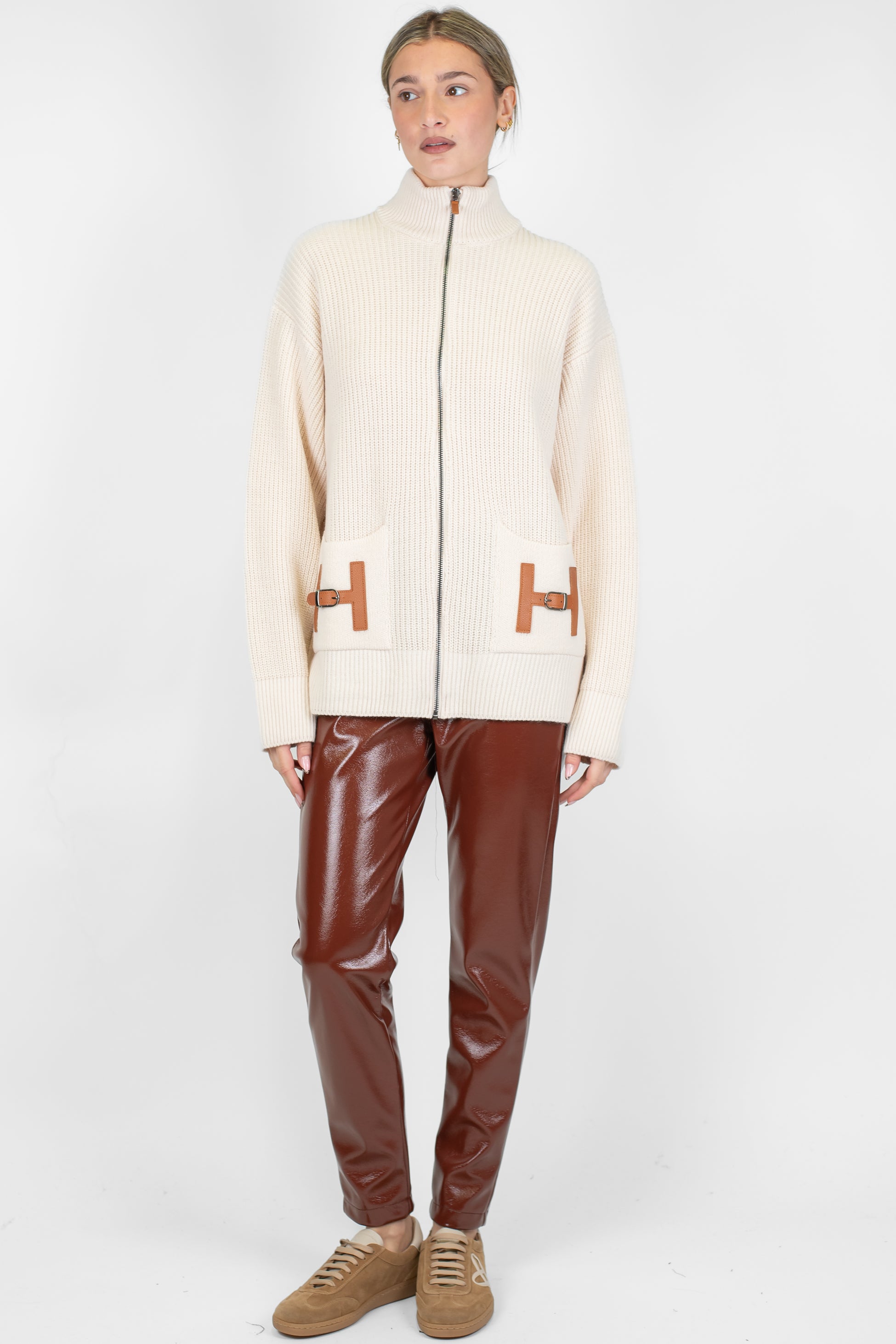 Tensione in - Cardigan con zip in misto lana