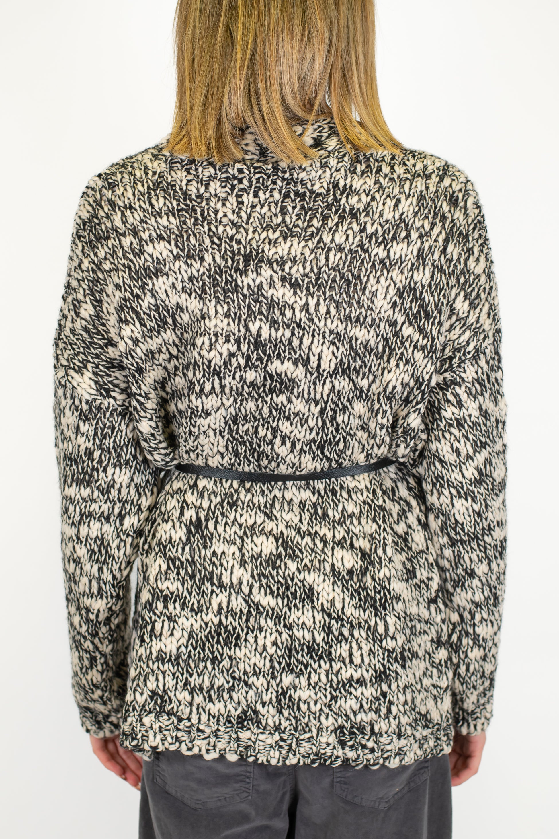 Motel - Cardigan over in misto lana con cintura