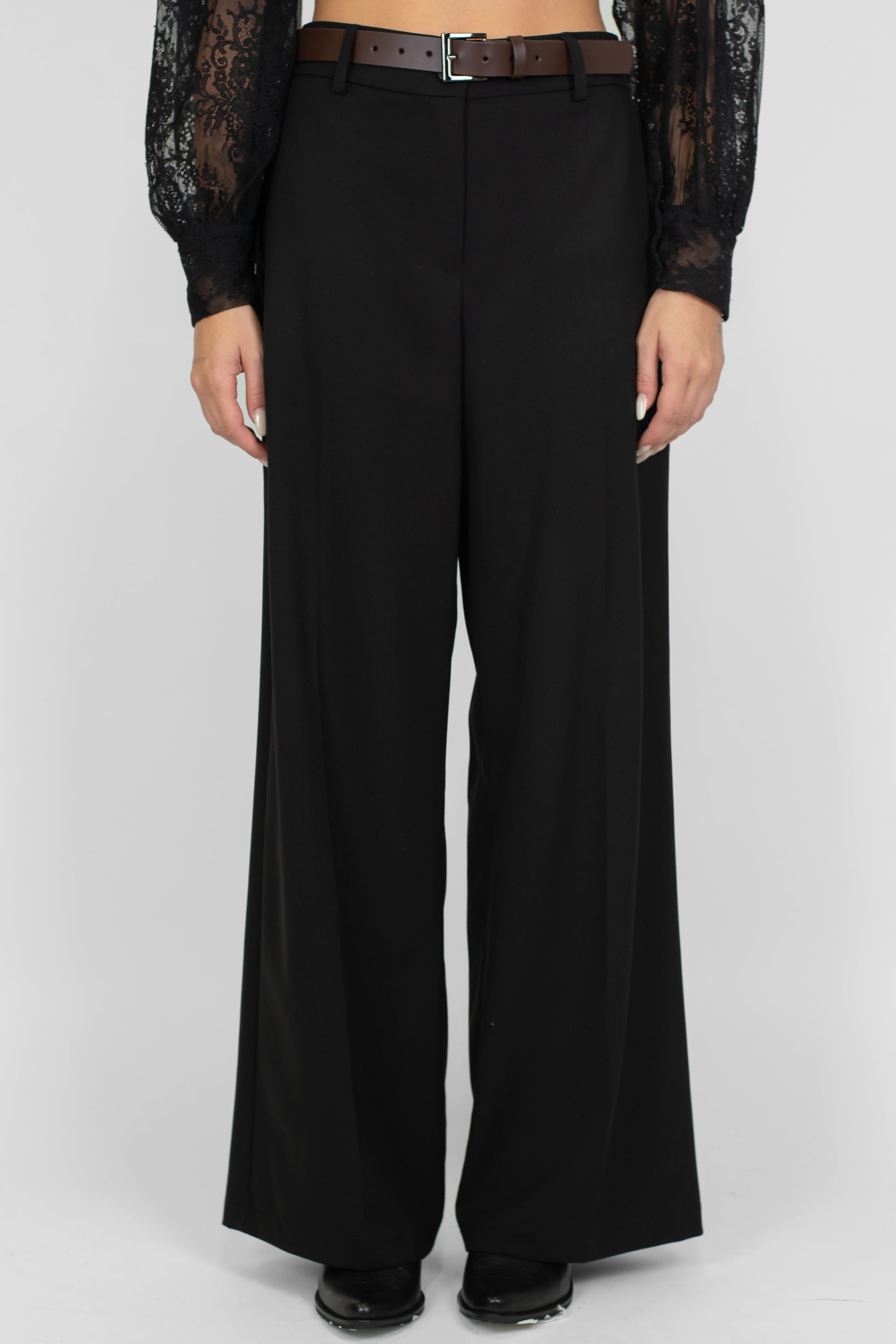 Motel - Pantalone palazzo tinta unita con elastico sul retro