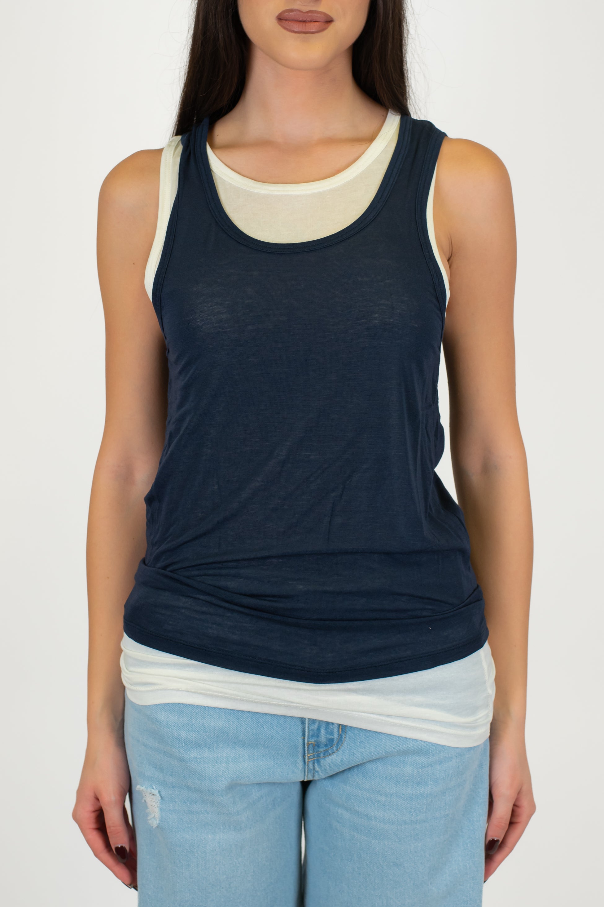 Haveone - Canotta doppio strato a contrasto in seta