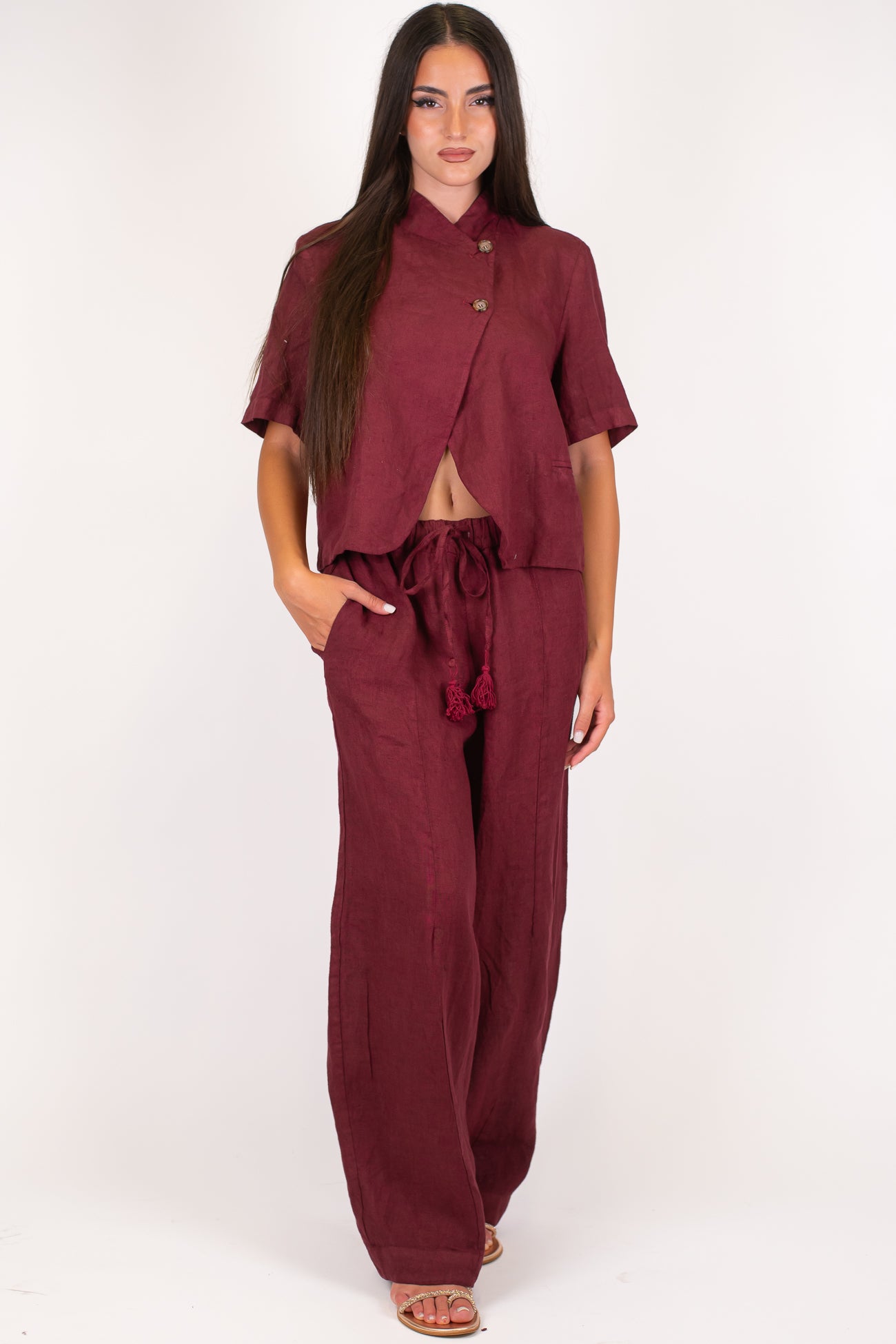Motel - Pantalone balloon in puro lino con coulisse