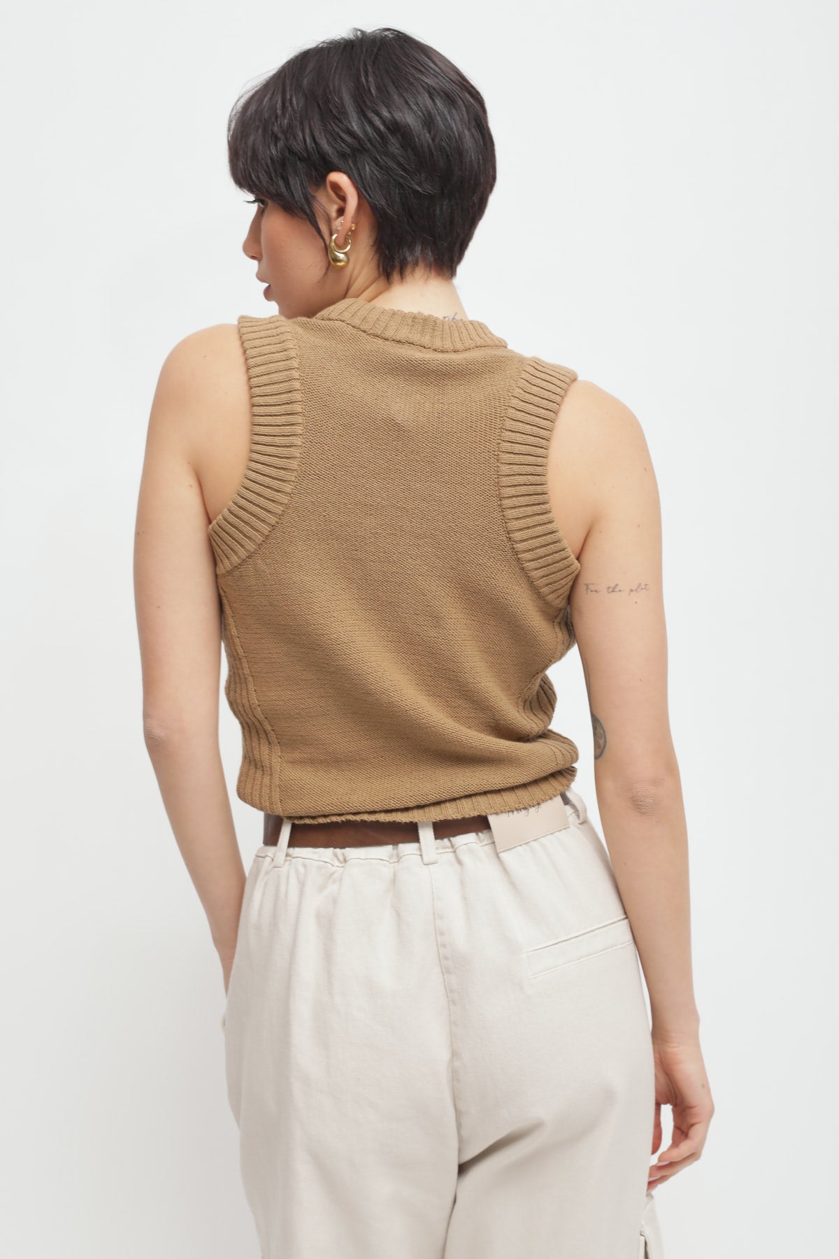 Maryley - Maglia giromaniche a costine in cotone