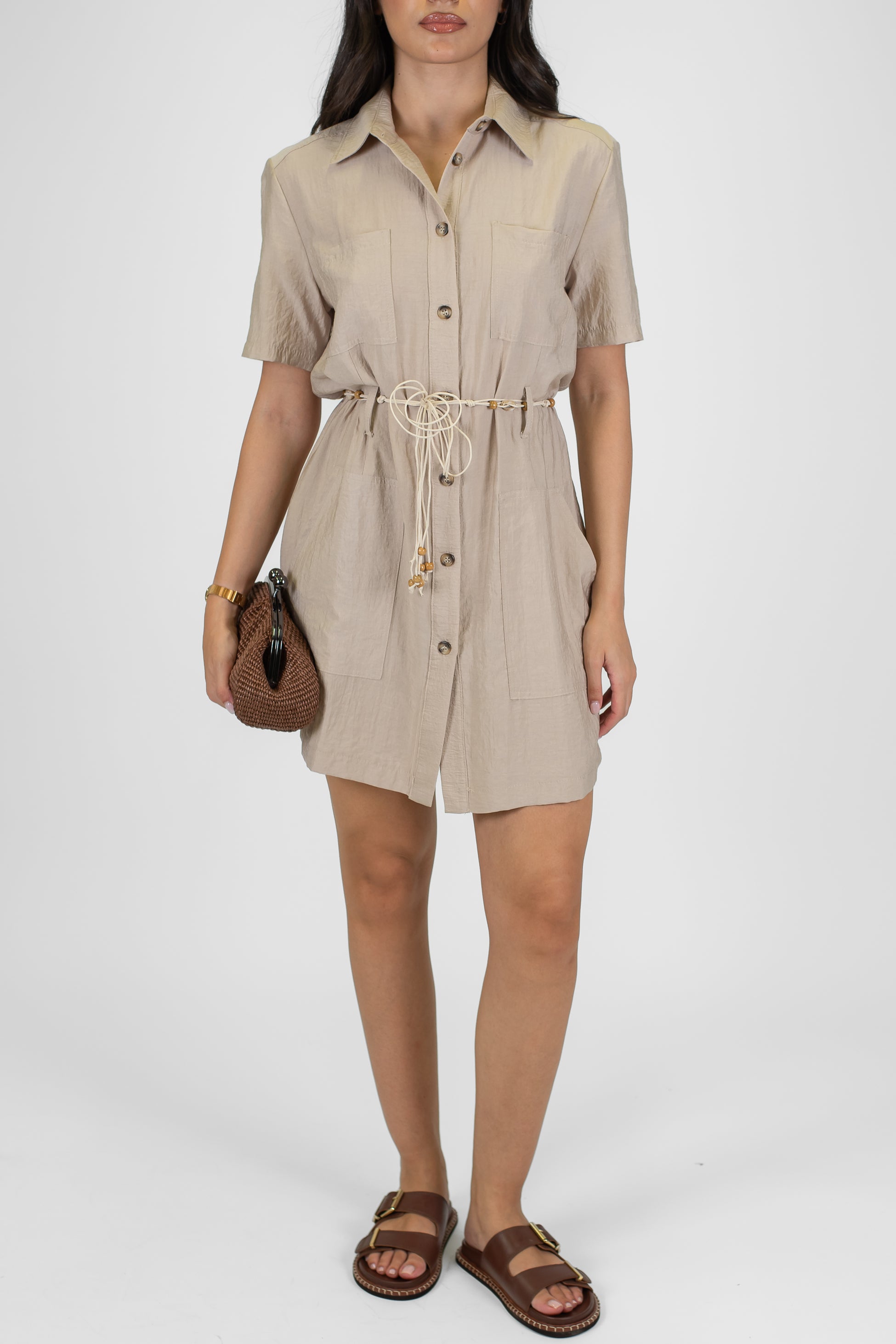 Please - Chemisier corto mezzamanica con quattro tasche