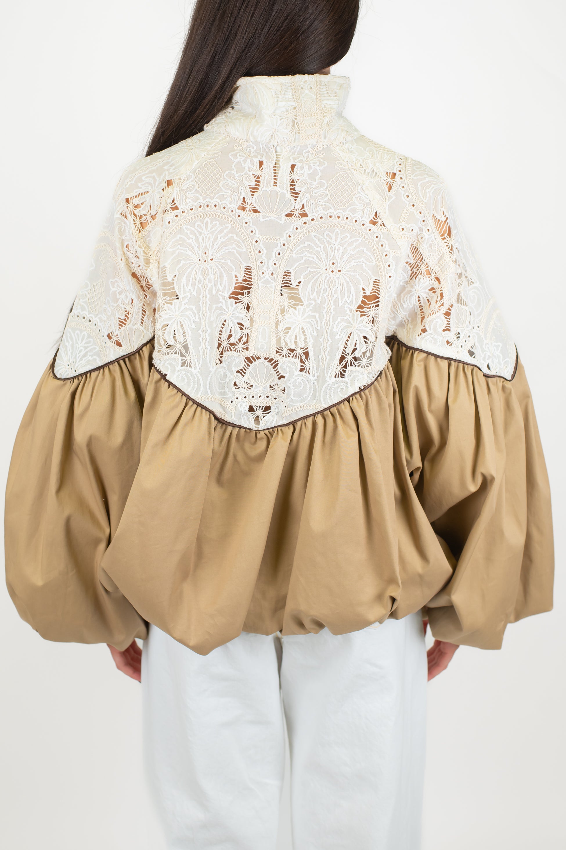 Tensione in - Bomber doppio tessuto con parte superiore in crochet