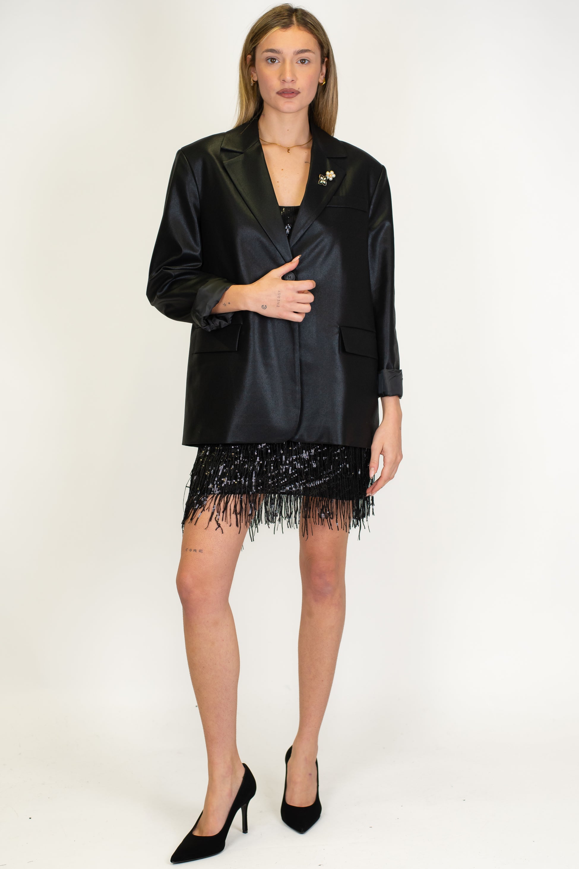 Haveone - Giacca monopetto over glitter scon spille